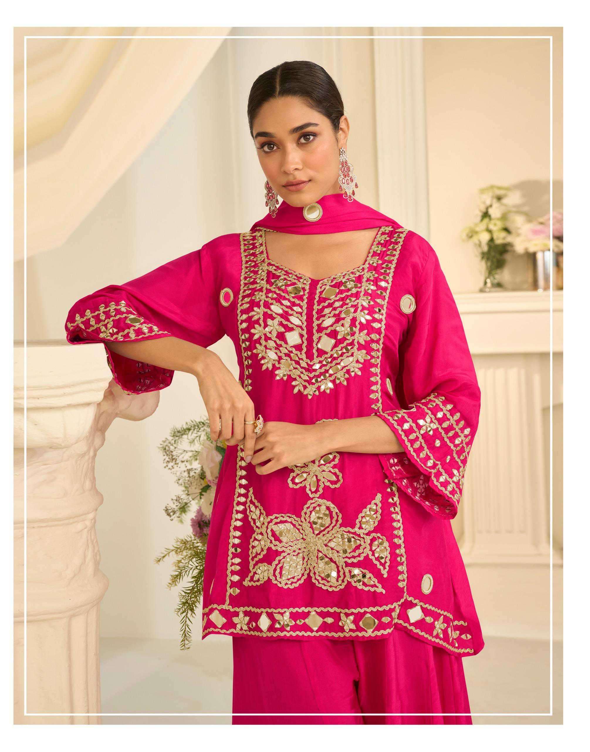 SAYURI DESIGNER MIRROR COLLECTION 10311 COLORS CHINON SILK READYMADE SALWER KAMEEZ WHOLESALER 