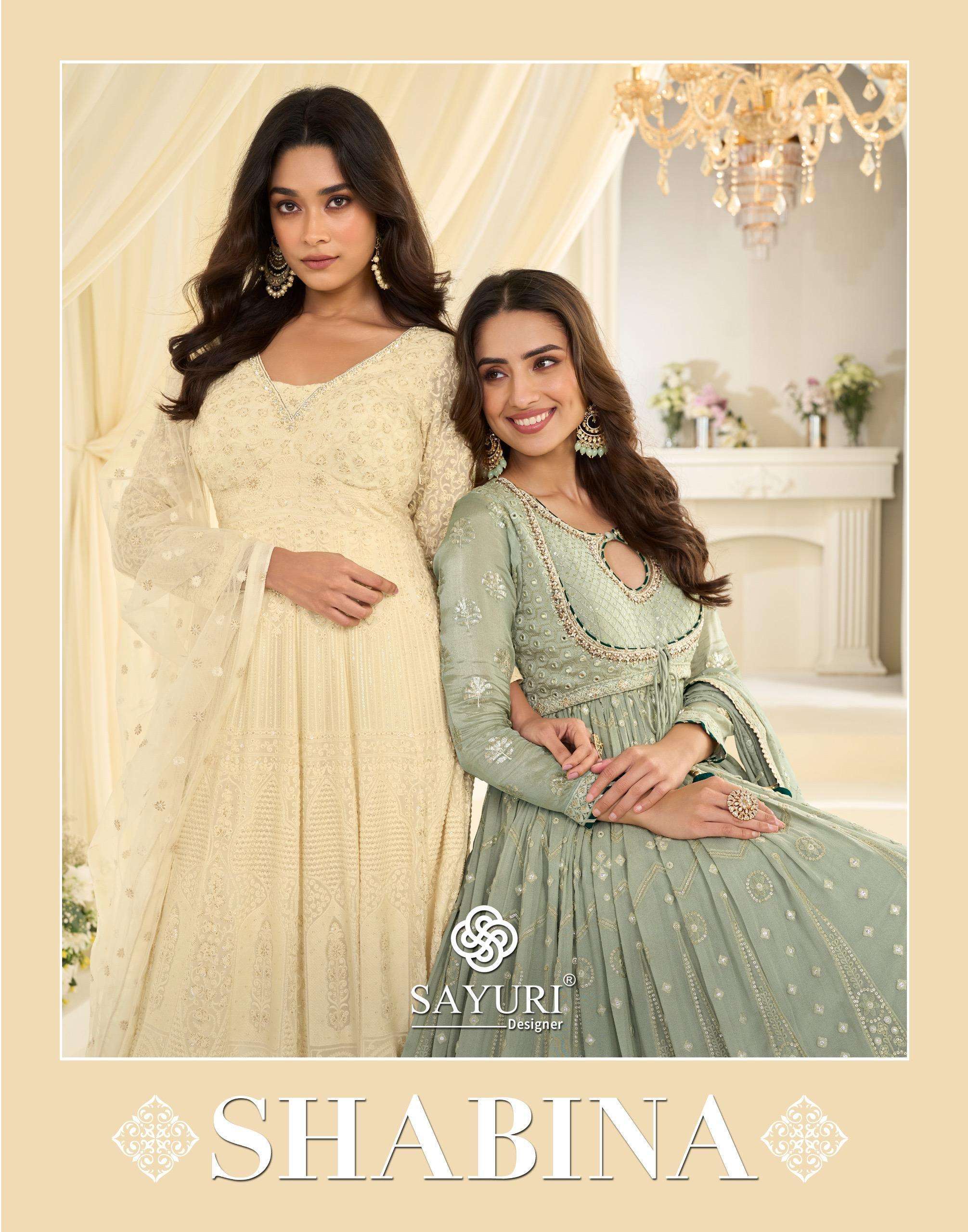 SAYURI DESIGNER SHABINA 10155 TO 10556 GEORGETTE EMBRODERY SALWER KAMEEZ WHOLESALER 