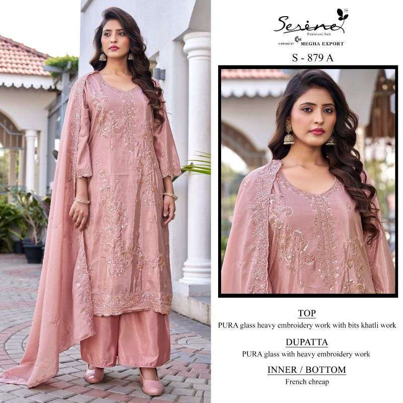 SERINE S 879 HEAVY EMBROIDERY BEADS WORK PAKISTANI SUIT WHOLESALER 