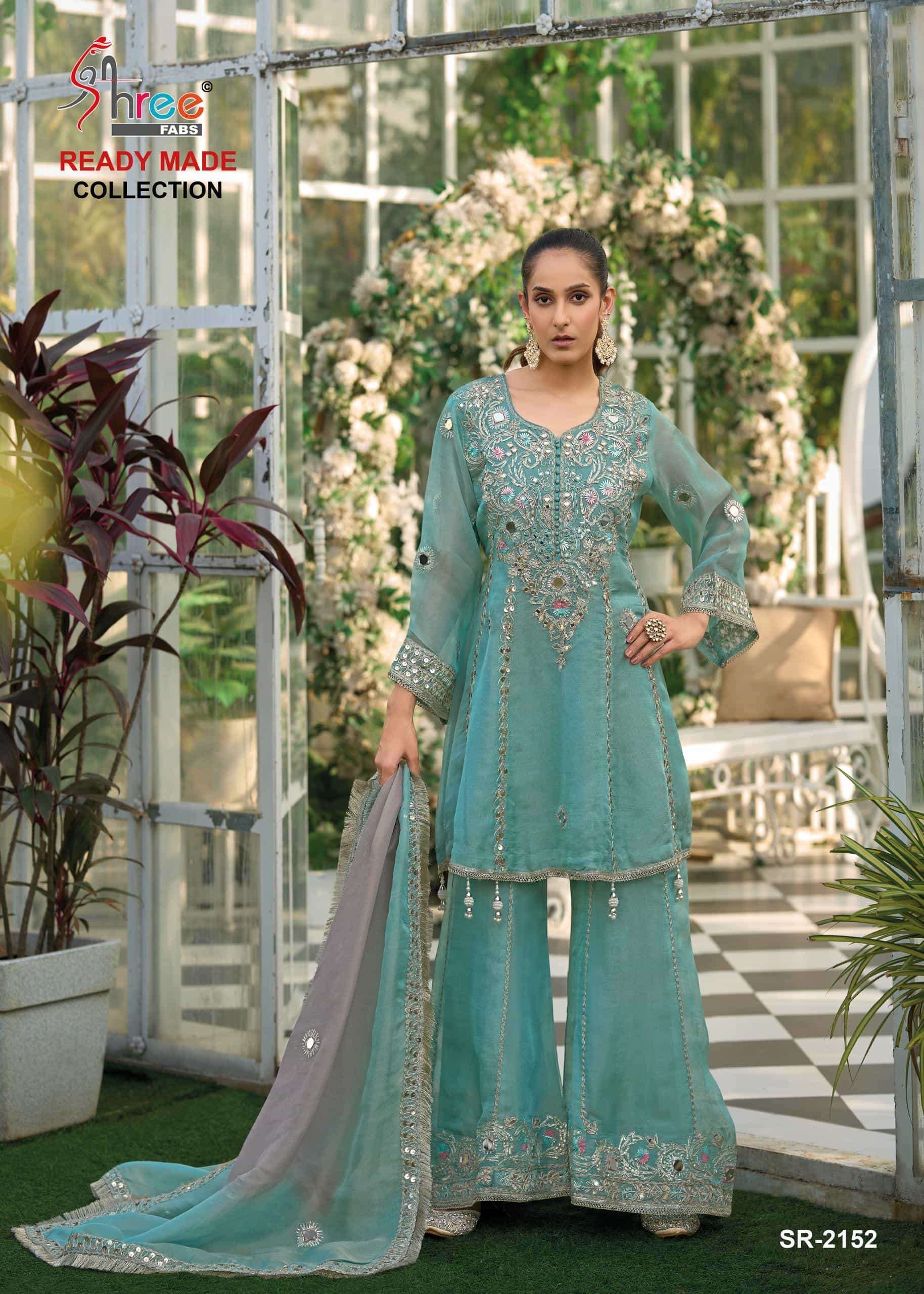 SHREE FAB 2152 COLORS MASS CHIFFON DESIGNER READYMADE SALWER KAMEEZ WHOLESALER 