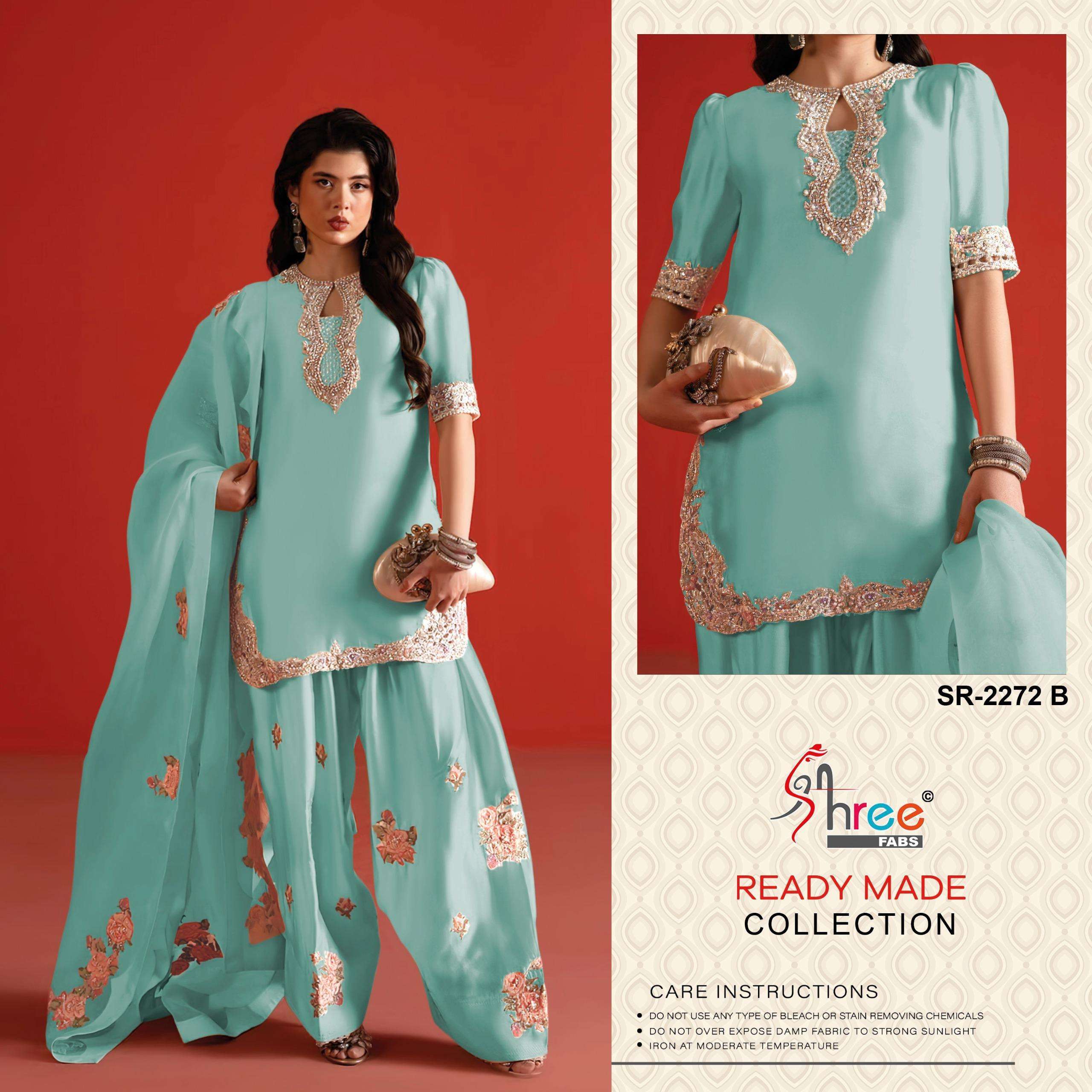 SHREE FAB 2272 VISCOSE SATIN DESIGNER READYMADE SUIT WHOLESALER 