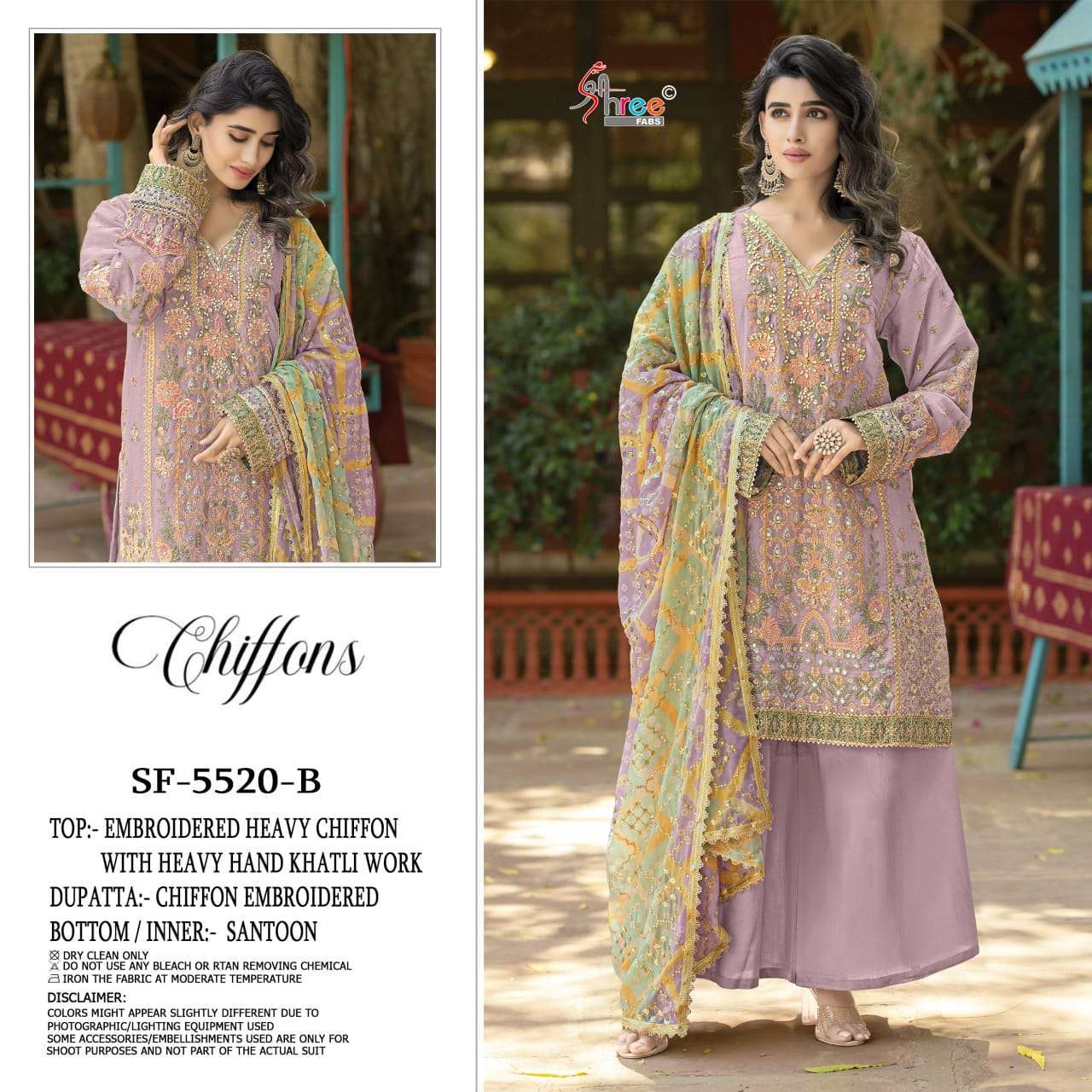 SHREE FAB 5520 COLOUR DESIGNER CHIFFON SUIT WHOLESALER 