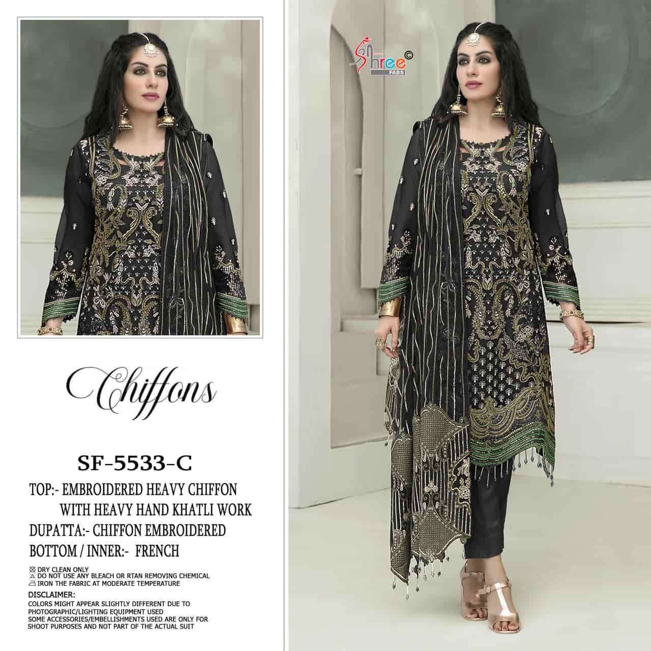 SHREE FAB 5533 DARK COLOUR CHART CHIFFON PARTYWEAR PAKISTANI COLLECTION 