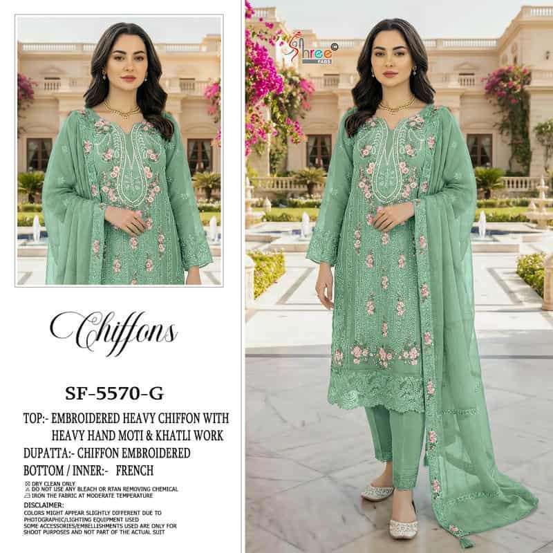 SHREE FAB 5570 COLORS HEAVY CHIFFON PAKISTANI SUIT BEST RATE DEALER 