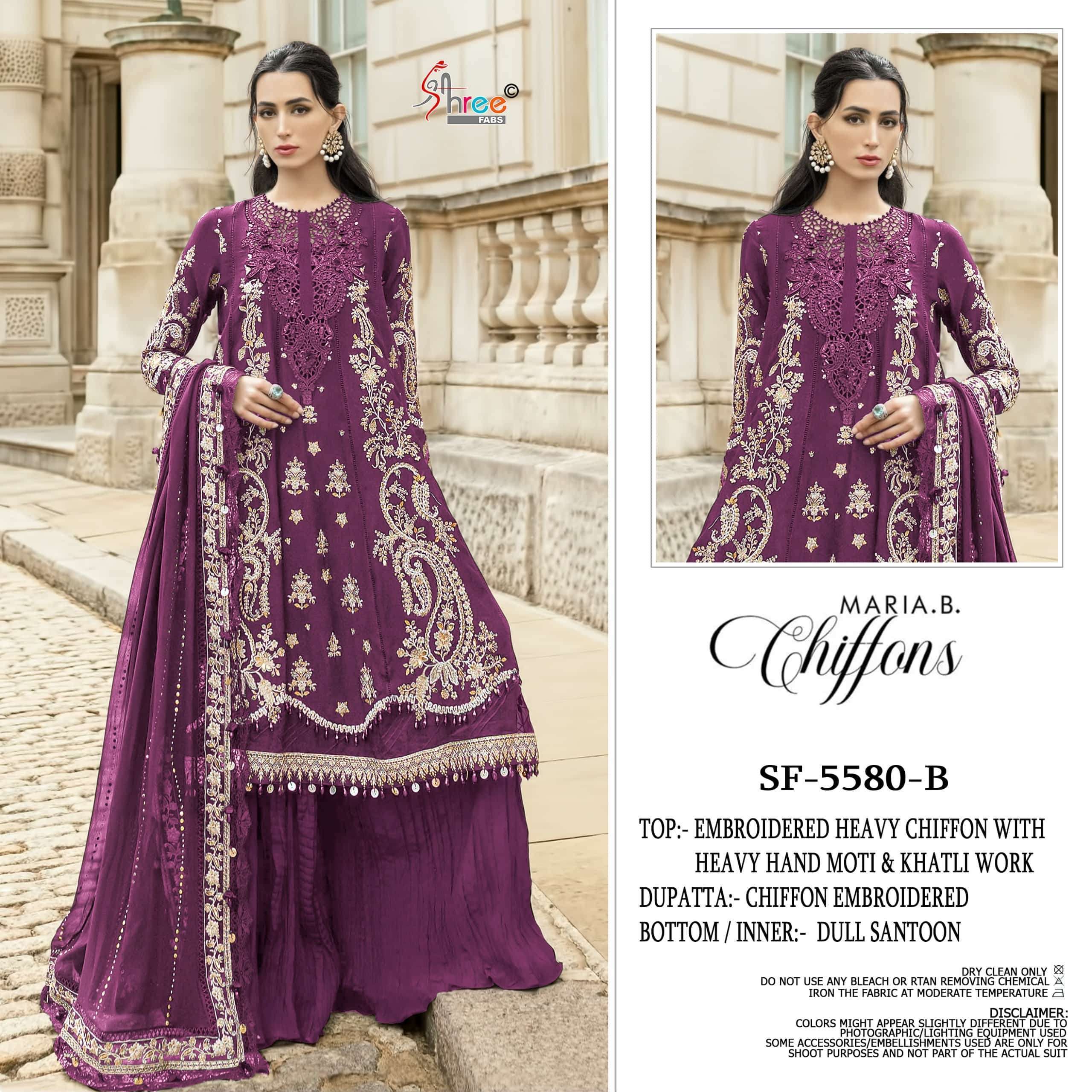 SHREE FAB 5580 COLOURS CHIFFON PAKISTANI SUIT WHOLESALER BEST RATE