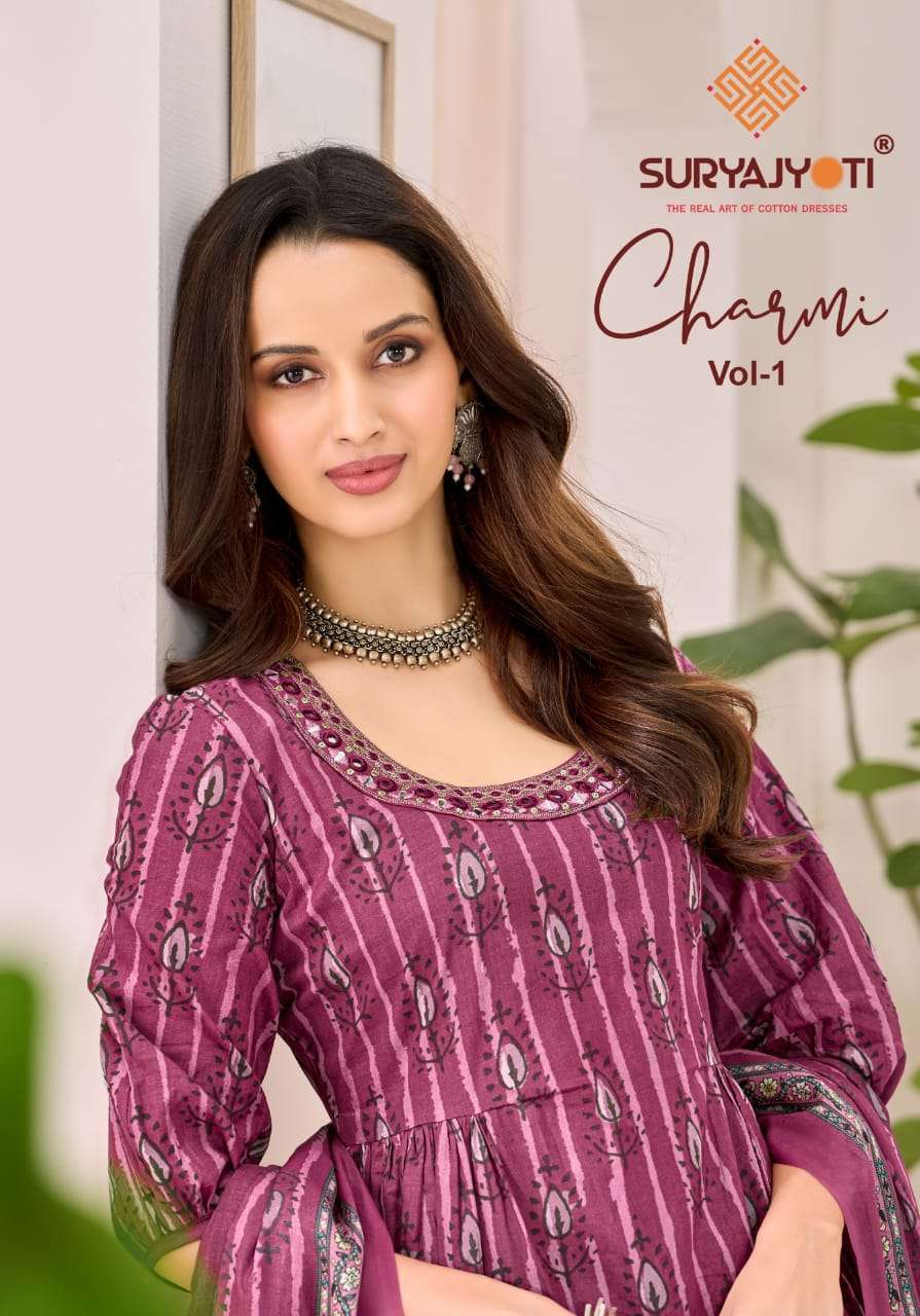 SURYAJYOTI CHARMI VOL 1 LAWN COTTON EMBROIDERED SALWER KAMEEZ SUIT WHOLESALER 