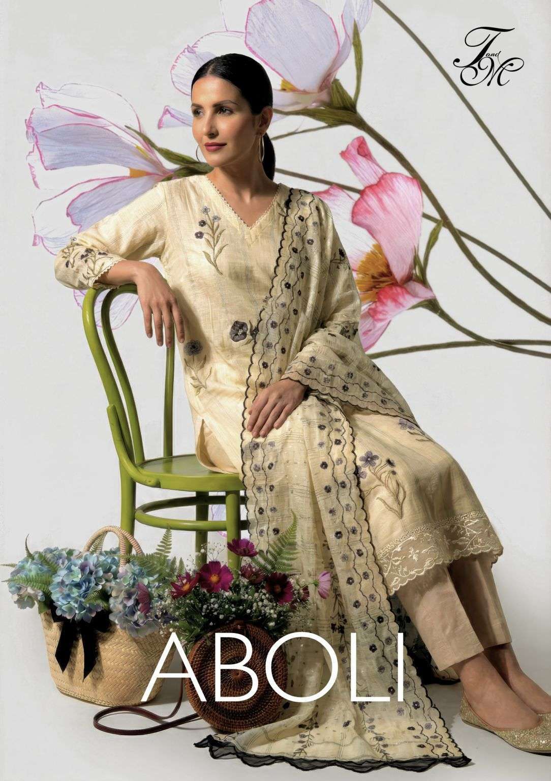T AND M DESIGNER ABOLI LINEN HAND WORK SUIT WHOLESALER BEST RATE 