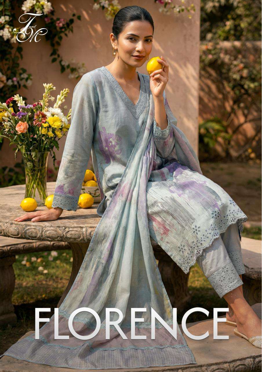 T AND M DESIGNER FLORENCE ORGANDY EMBROIDERED SUIT WHOLESALER BEST RATE 