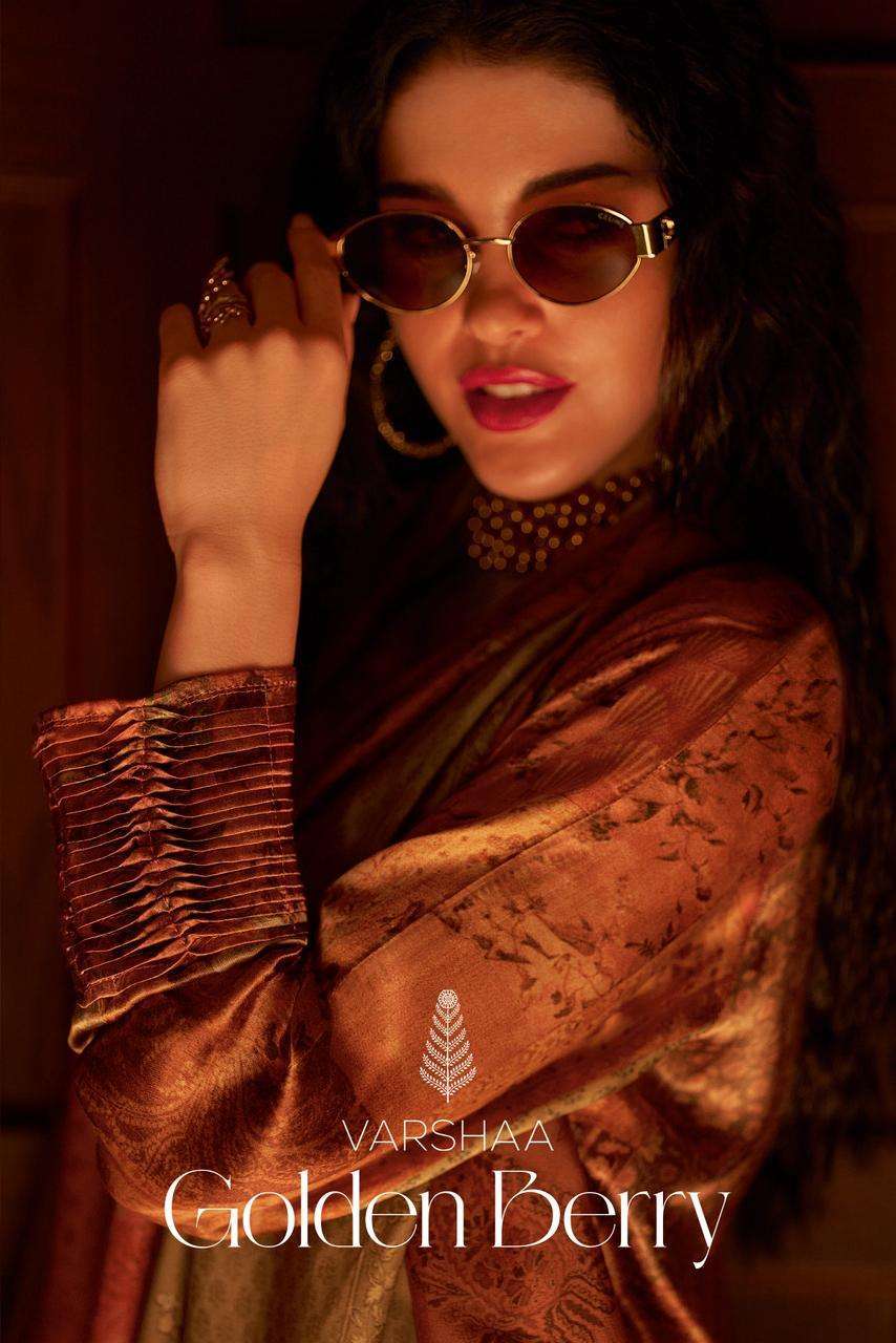 VARSHA FASHION GOLDEN BERRY GAJI SILK PRINTED SALWER KAMEEZ SUIT WHOLESALER 