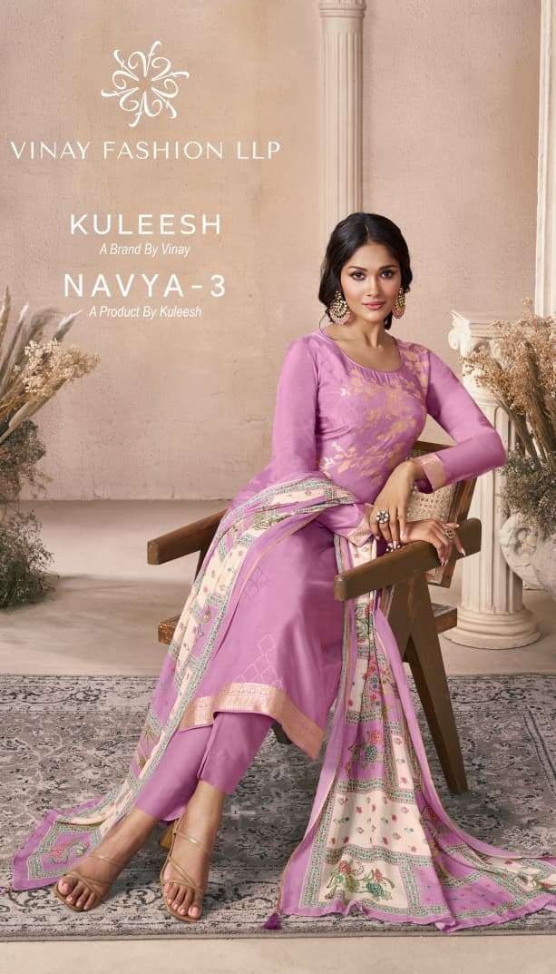 VINAY FASHION NAVYA VOL 3 VISCOSE MUSLIN JACQUARD SUIT WHOLESALER BEST RATE 