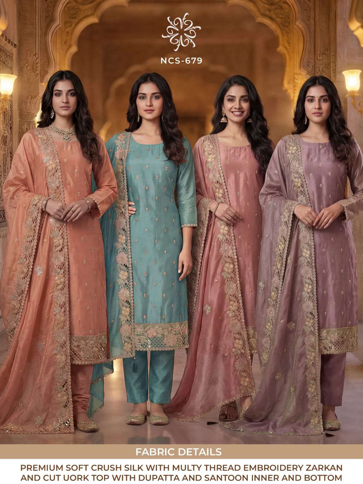 VINAY FASHION NCS 679 THREAD EMBROIDERY ZARKAN WORK SUIT WHOLESALER 