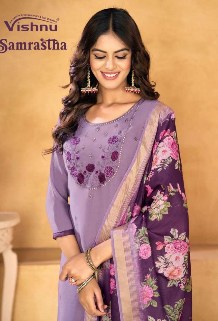 VISHNU SAMRASTHA MAL CHANDERI FANCY WORK SALWER KAMEEZ WHOLESALER 