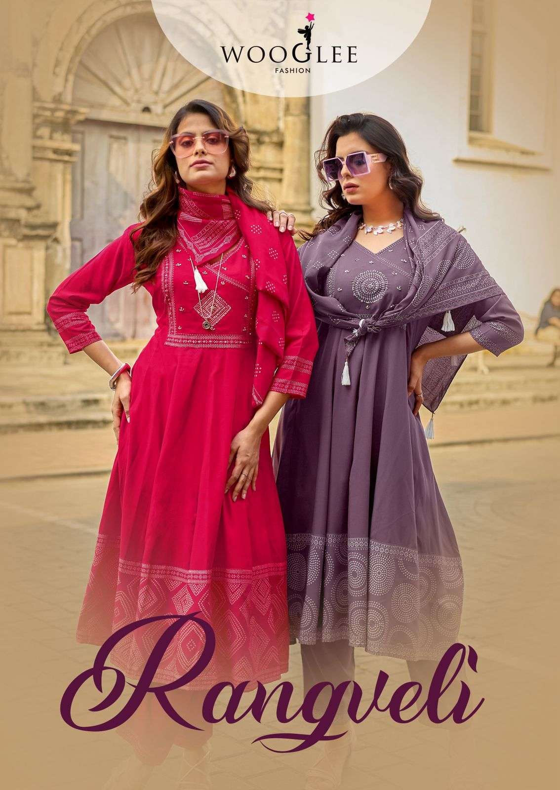 WOOGLEE RANGVELI 2001 TO 2004 RAYON HAND WORK READYMADE SUIT WHOLESALER 