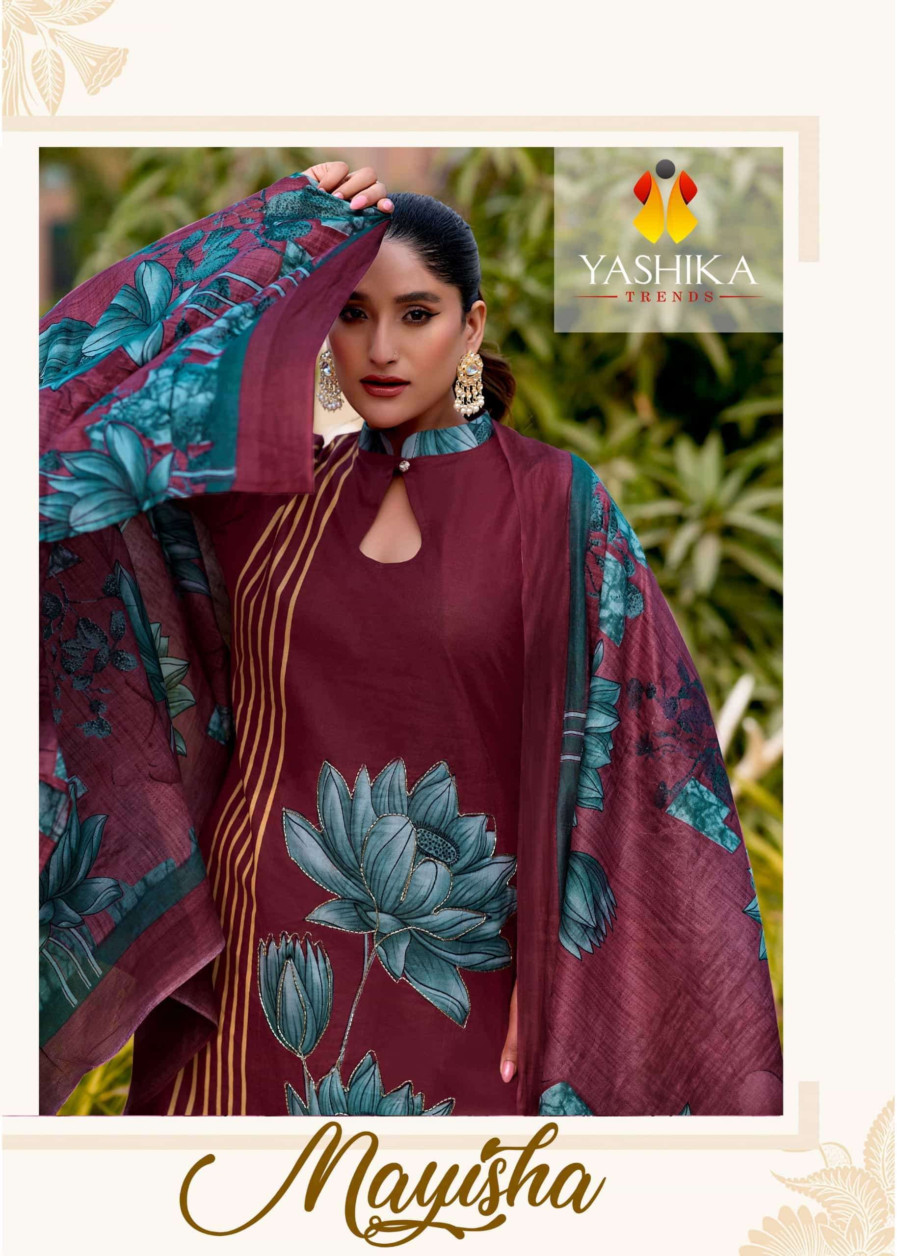 YASHIKA TRENDZ MAYISHA 1001 TO 1005 COTTON PRINT BEATS SUIT WHOLESALER 