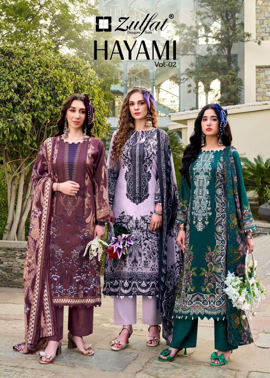 ZULFAT DESIGNER HAYAMI VOL 2 COTTON SALWER KAMEEZ SUIT WHOLESALER BEST RATE 