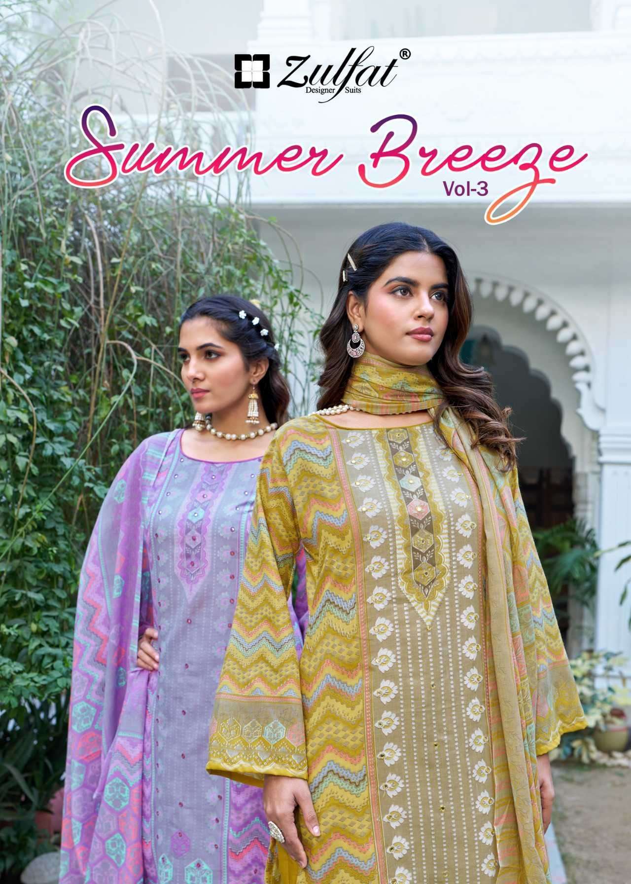 ZULFAT SUMMER BREEZE VOL 3 COTTON HAND WORK SALWER KAMEEZ SUIT WHOLESALER 