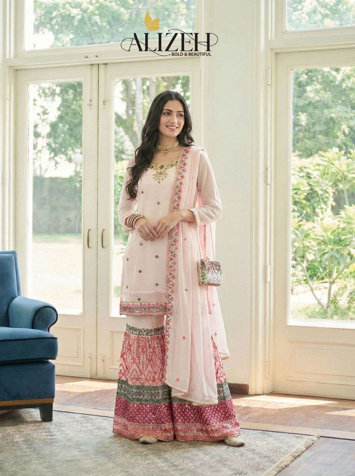 ALIZEH 7077 TO 7078 GEORGETTE READYMADE SUIT WHOLESALER BEST RATE 2026
