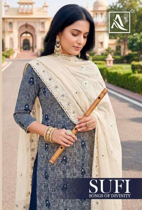 ALOK SUIT SUFI ZAM FANCY PRINT EMBRODERY WORK SUIT WHOLESALER BEST RATE 