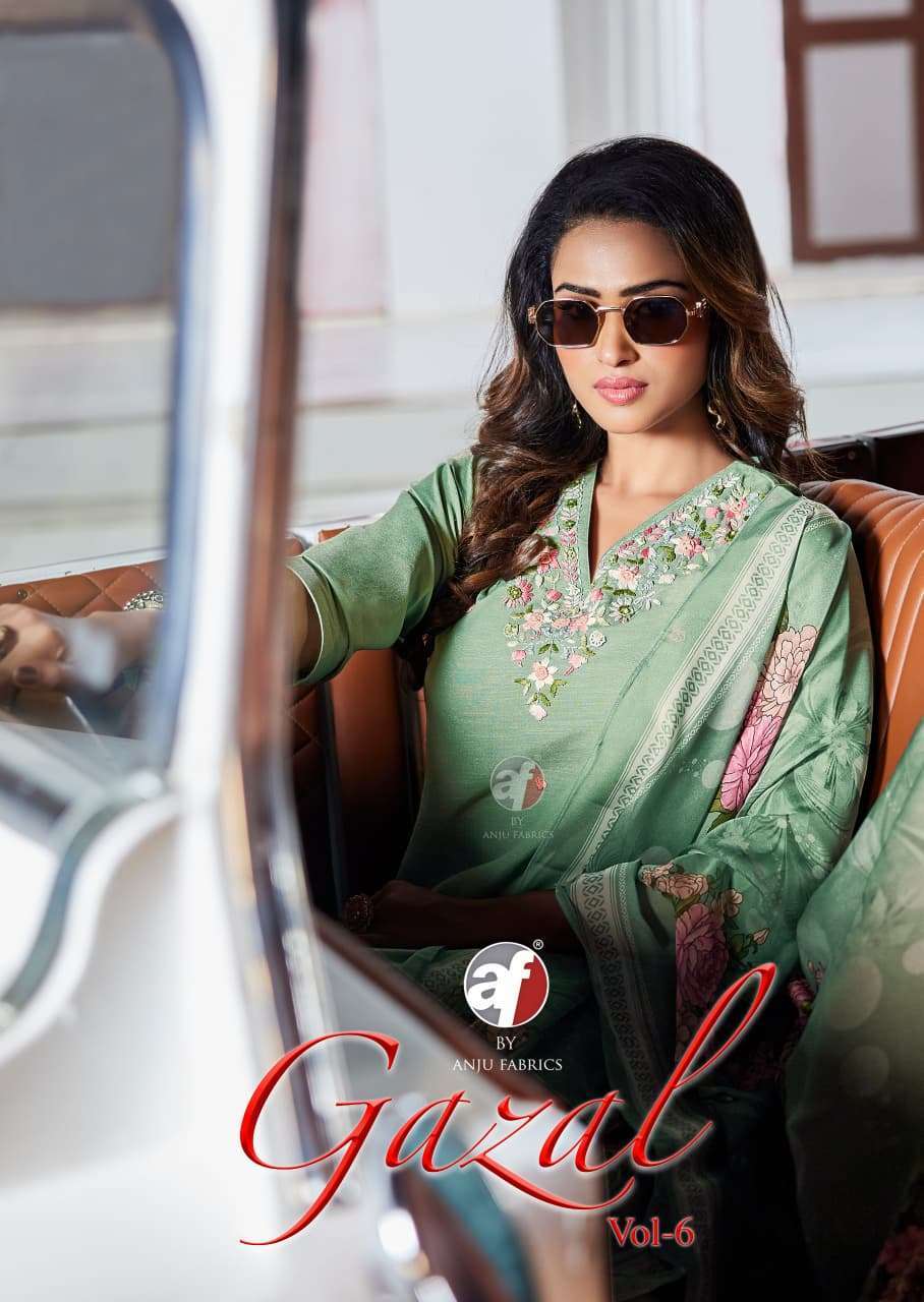 ANJU FABRIC GAZAL VOL 6 VISCOSE FANCY WORK READYMADE 3 PIECE SET WHOLESALER 2026