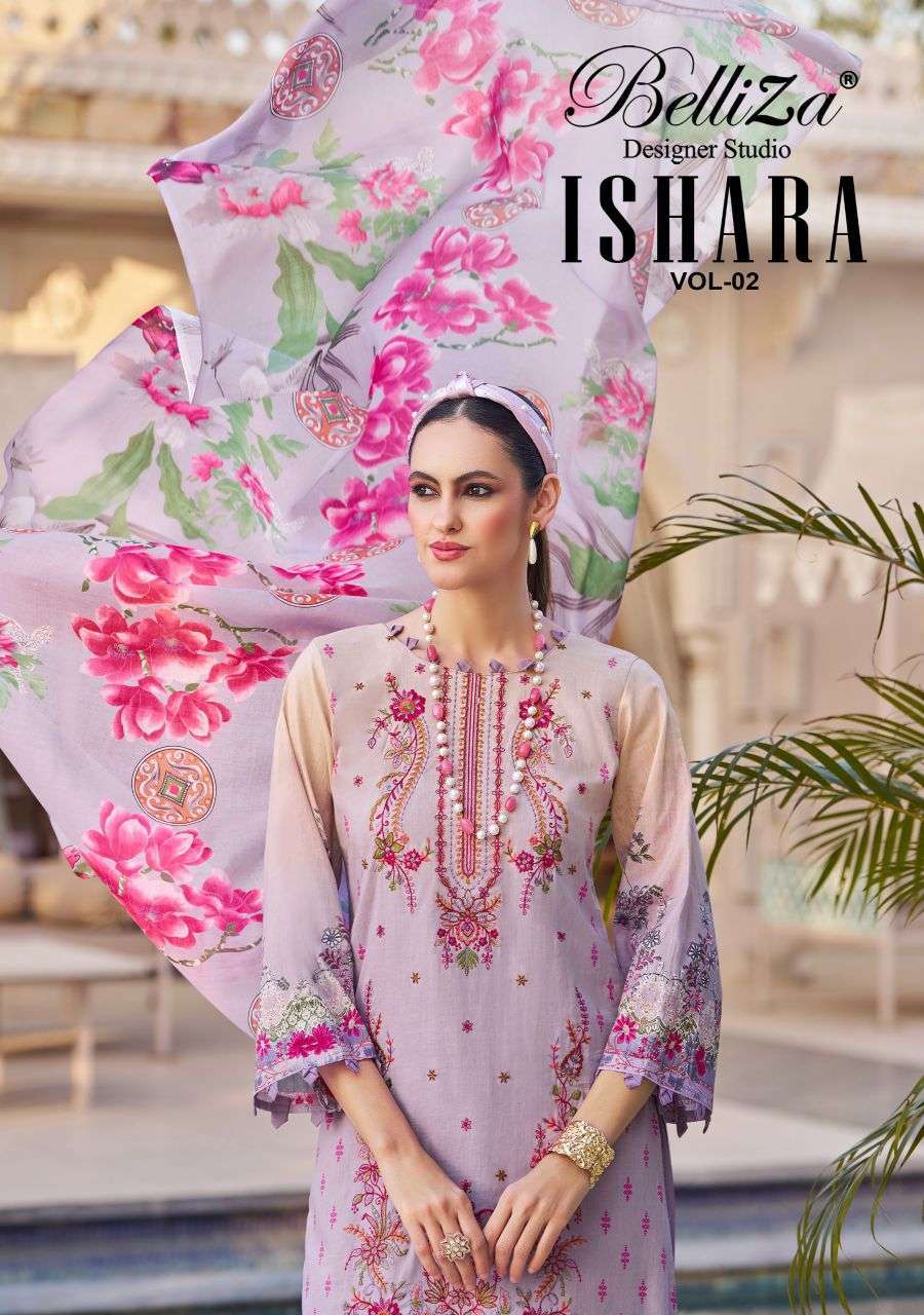 BELLIZA DESIGNER ISHARA VOL 2 PURE COTTON SELF EMBROIDERY SUIT WHOLESALER 2026