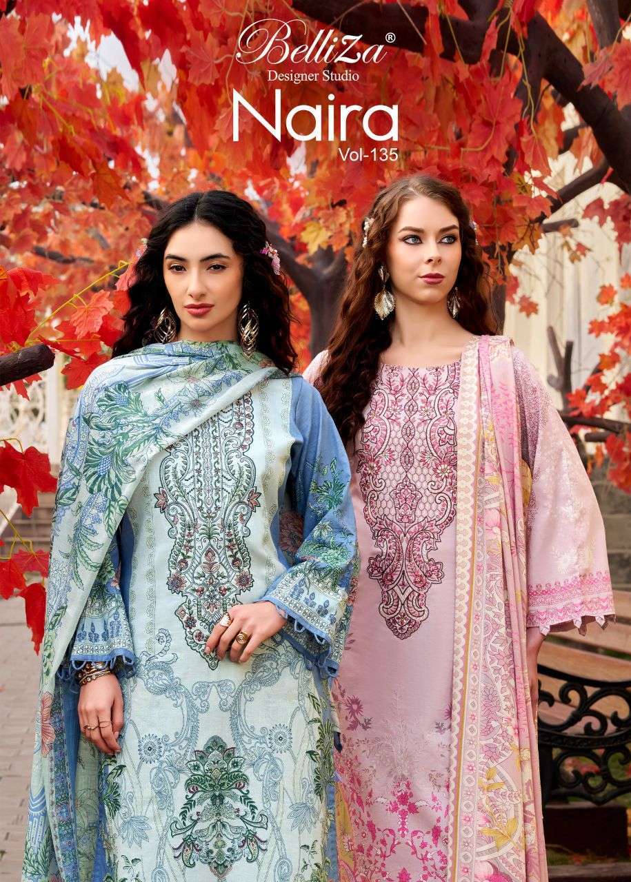 BELLIZA DESIGNER NAIRA VOL 135 PURE COTTON SELF EMBROIDERY SUIT WHOLESALER BEST RATE 2026