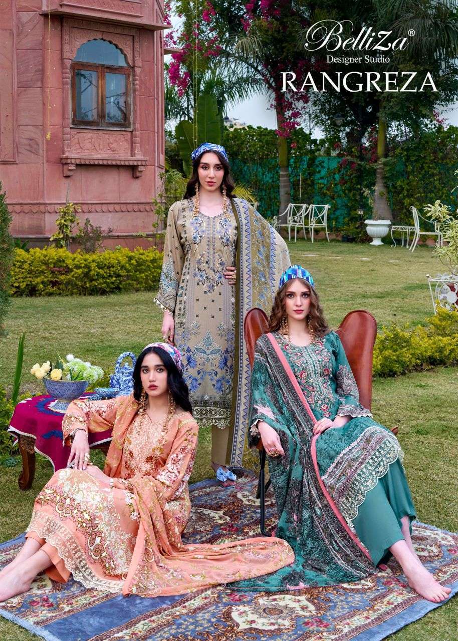 BELLIZA DESIGNER RANGREZA CREPE SALWER KAMEEZ SUIT WHOLESALER BEST PRICE