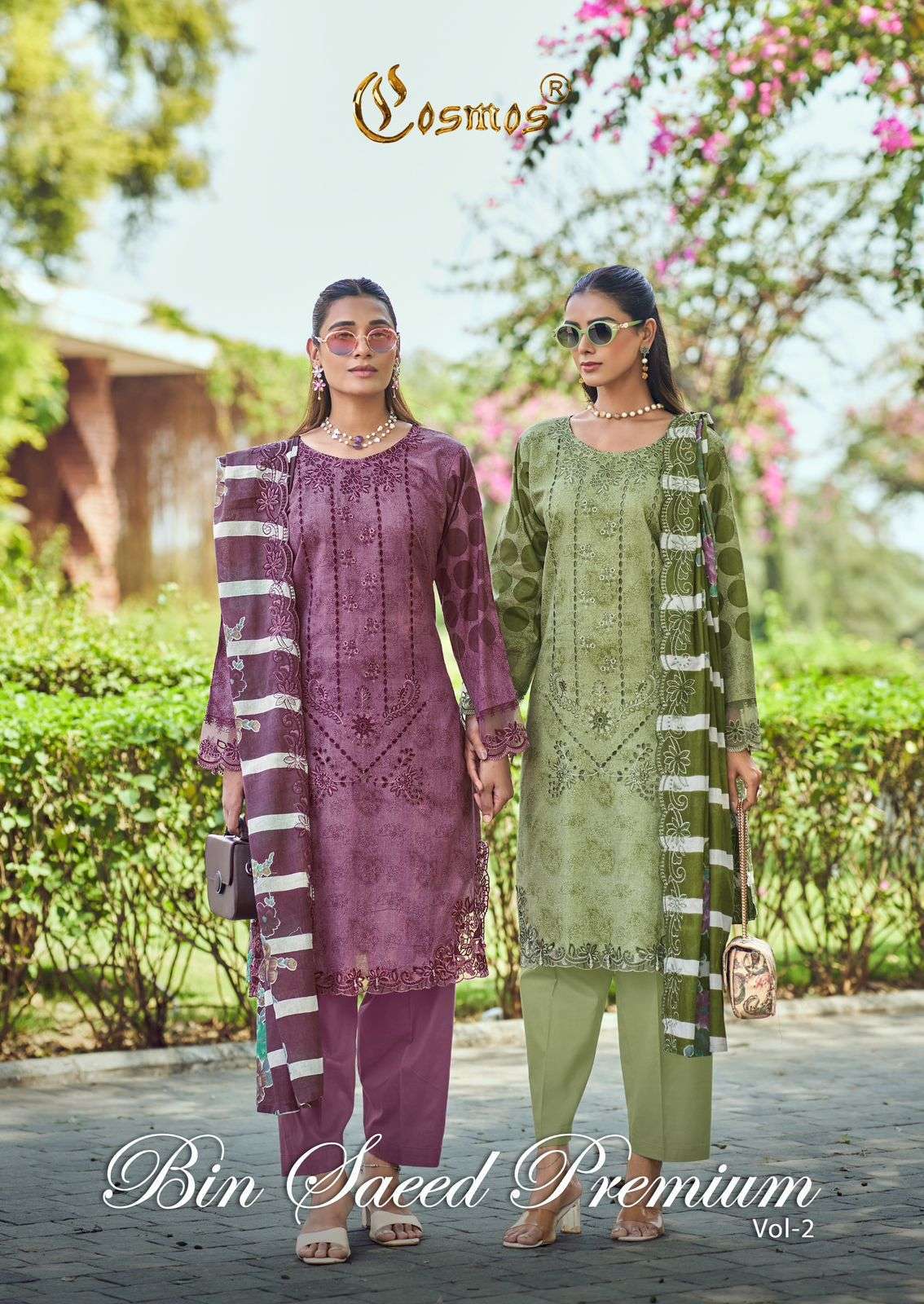 COSMOS BIN SAEED VOL 2 COTTON CHIKANKARI WORK SALWER KAMEEZ WHOLESALER 