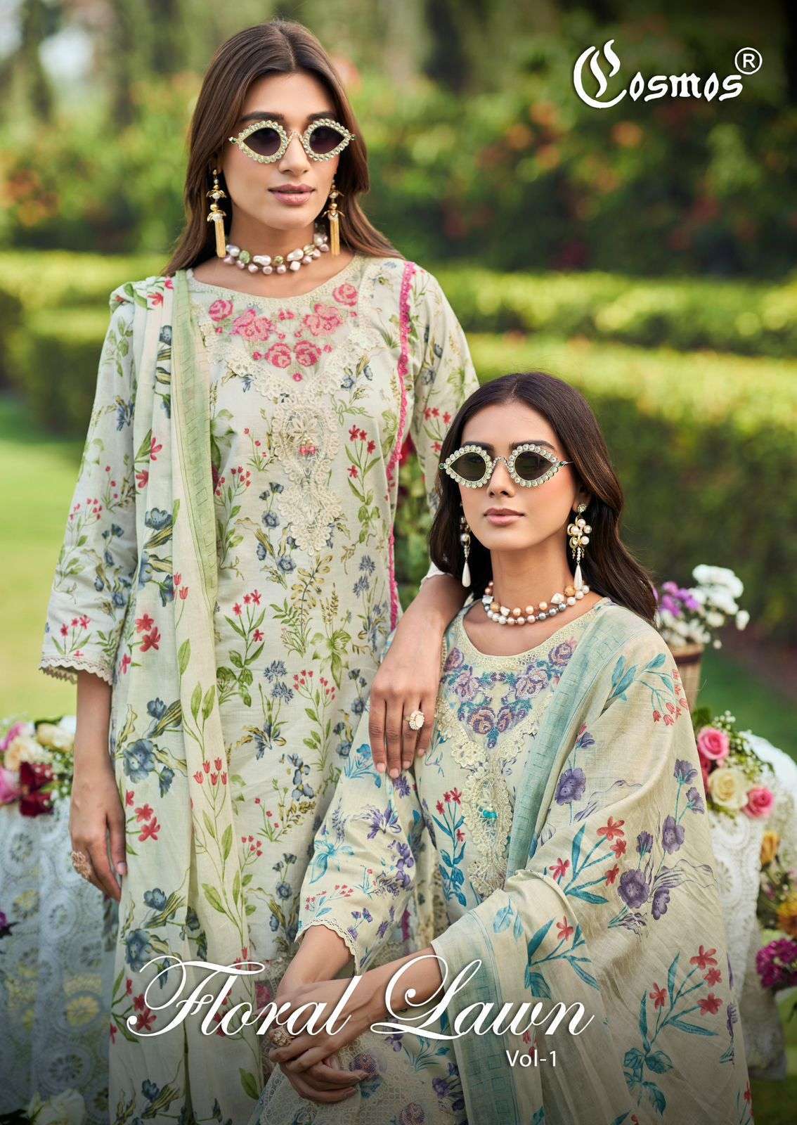 COSMOS FLORAL LAWN VOL 1 LAWN COTTON SUIT WHOLESALER BEST RATE DEALER 