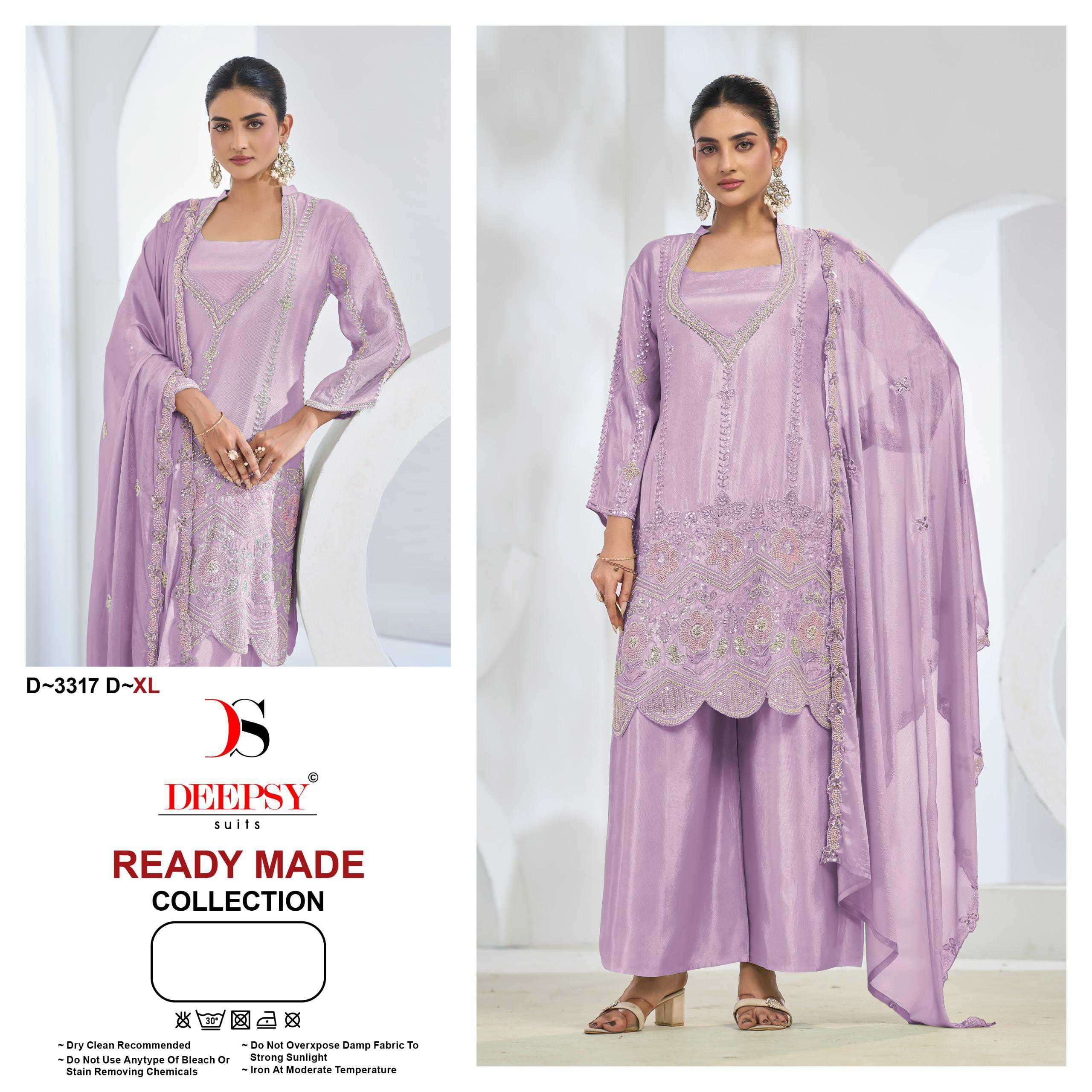 DEEPSY SUIT 3317 TISSUE SILK HEAVY BEADS READYMADE SUIT WHOLESALER BEST RATE 