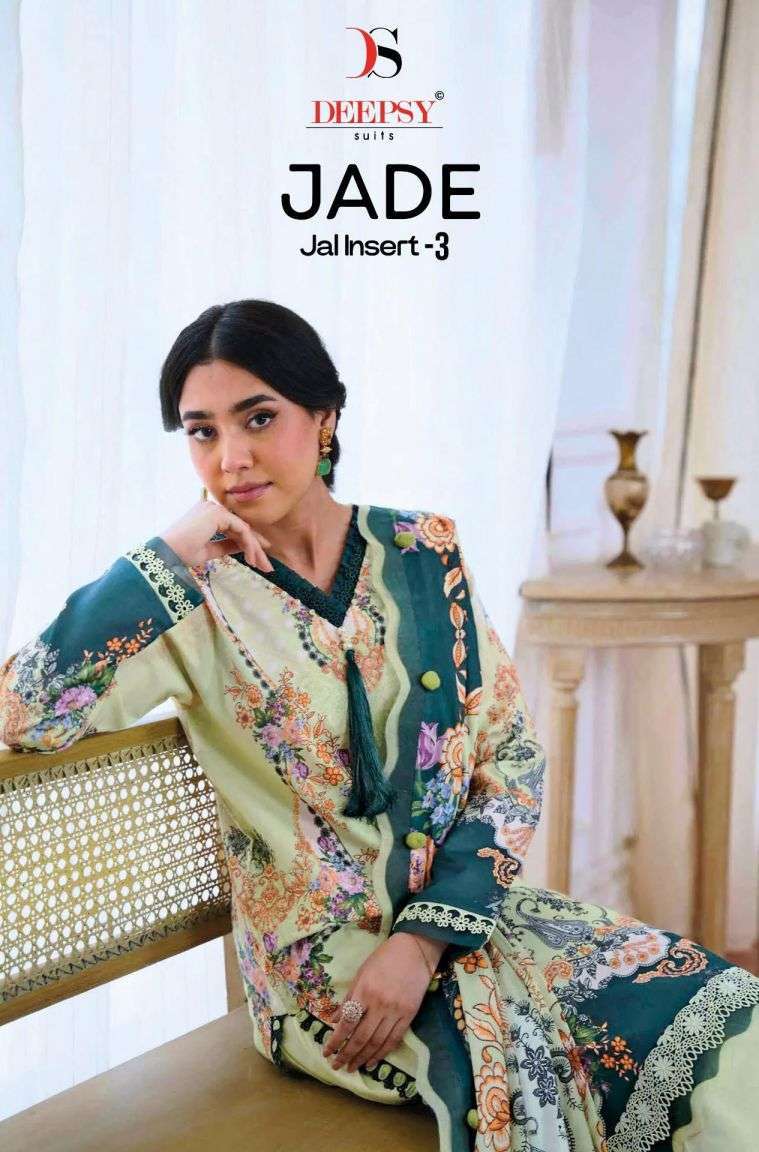 DEEPSY SUIT JADE JAL INSERT VOL 3 PURE COTTON EMBROIDERY SUIT WHOLESALER BEST RATE 