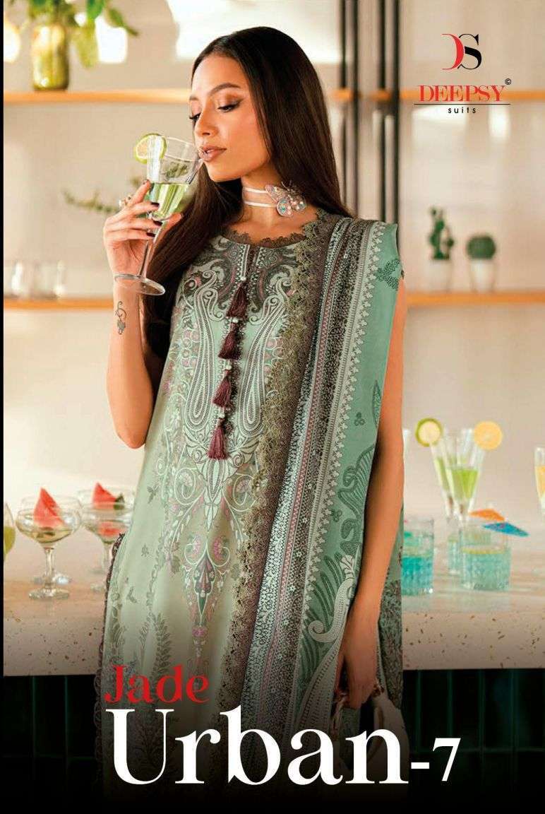 DEEPSY SUIT JADE URBAN VOL 7 COTTON PATCH EMBROIDERY PAKISTANI SUIT WHOLESALER 
