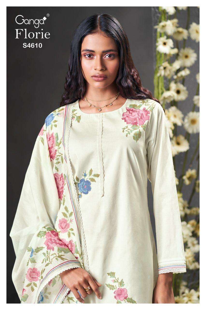 GANGA FASHION FLORIE 4610 COTTON PRINT HAND EMBROIDERY SUIT WHOLESALER BEST RATE 2026