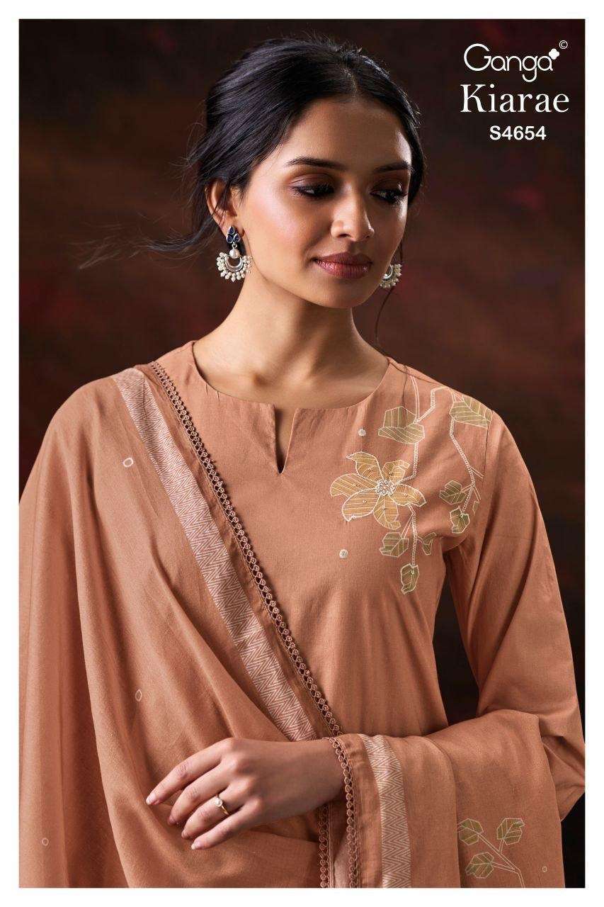 GANGA FASHION KIARAE 4654 DESIGNER COTTON EMBROIDERED SUIT WHOLESALER BEST RATE 