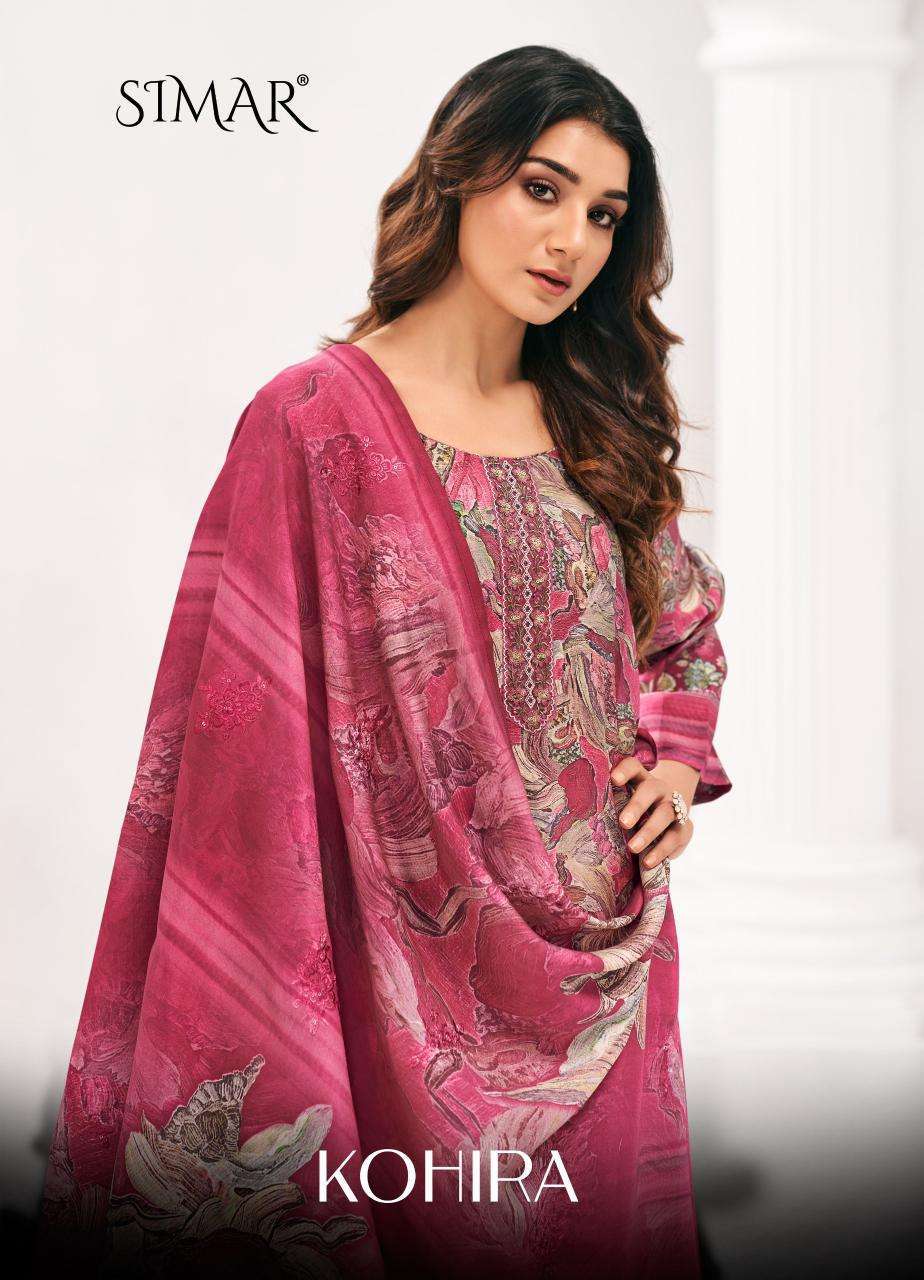 GLOSSY KOHIRA MUSLIN EMBROIDERED SALWER KAMEEZ SUIT WHOLESALER 