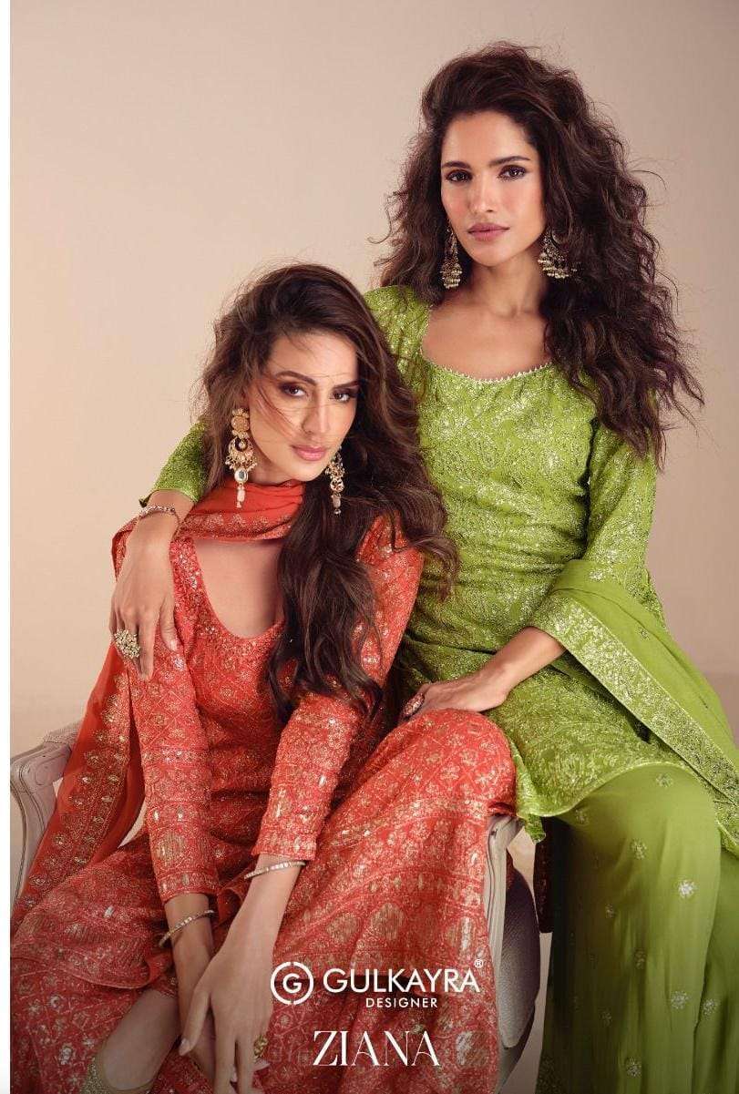 GULKAYRA DESIGNER ZIANA 7587 TO 7588 SERIES GEORGETTE EMBROIDERED READYMADE SUIT WHOLESALER 2026