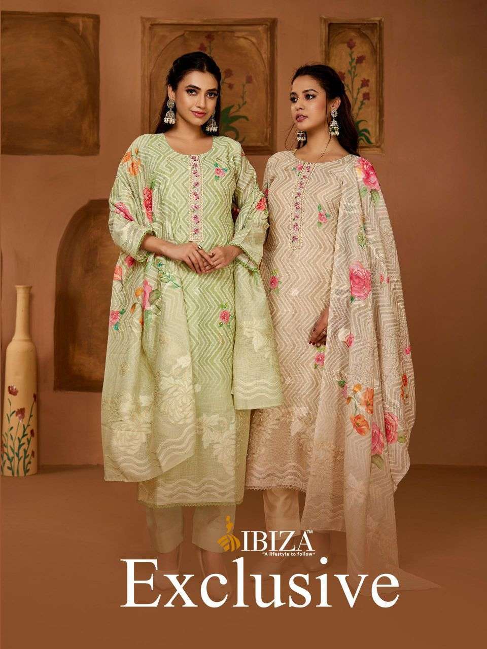 IBIZA LIFESTYLE EXCLUSIVE LINEN JACQUARD SALWER KAMEEZ SUIT WHOLESALER 