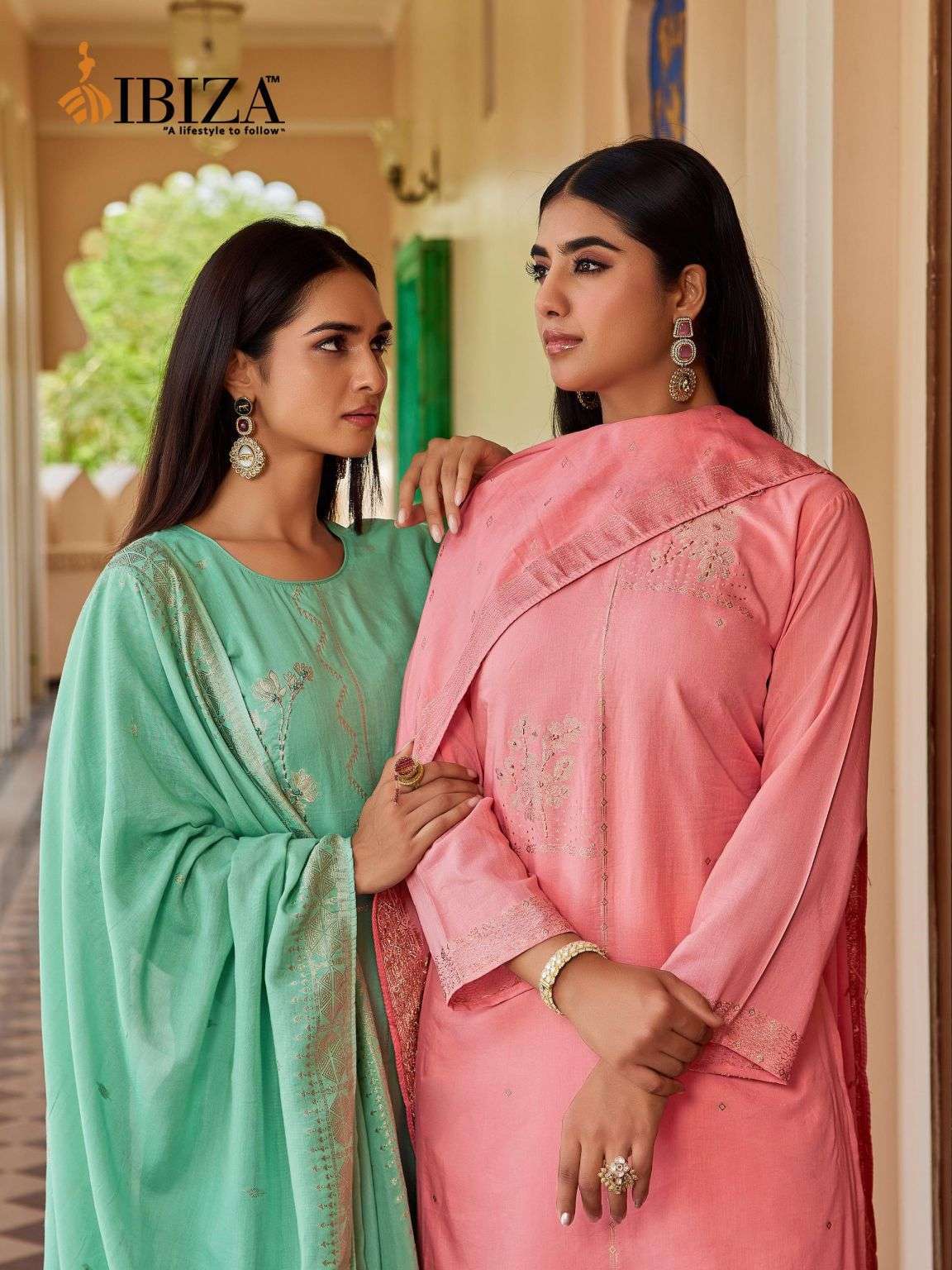 IBIZA LIFESTYLE KHANAK CHANDERI JACQUARD SUIT WHOLESALER BEST RATE 