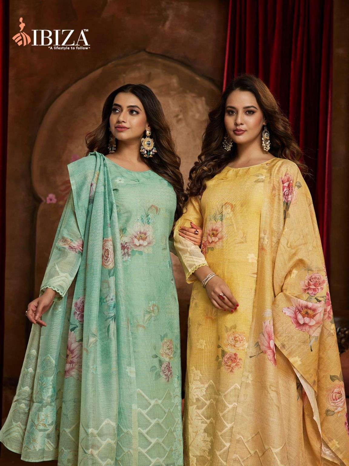 IBIZA LIFESTYLE LIME LIGHT JACQUARD FANCY WORK SUIT WHOLESALER BEST RATE 