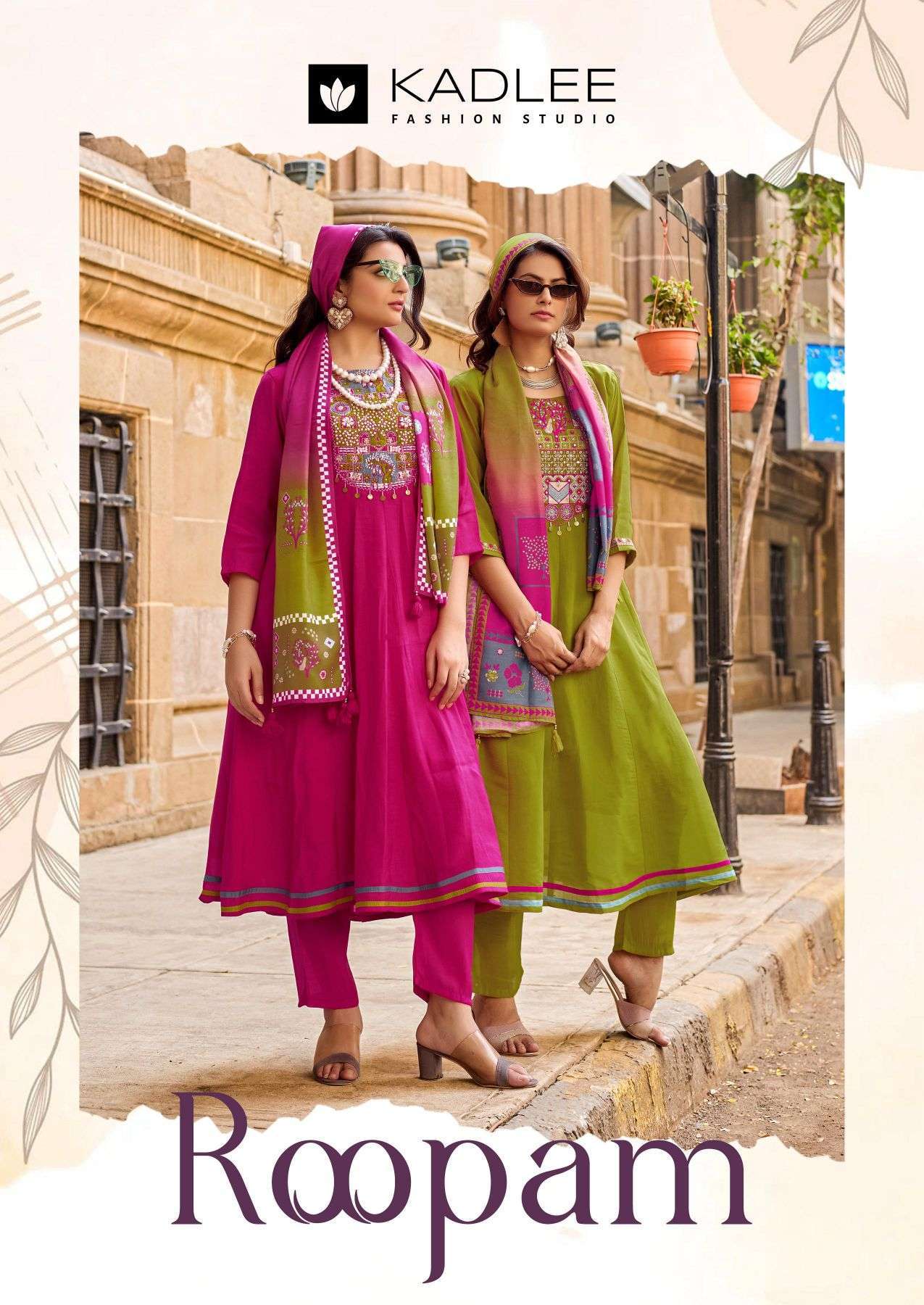 KADLEE ROOPAM 4001 TO 4005 MAL CHANDERI THREAD WORK READYMADE SUIT WHOLESALER 