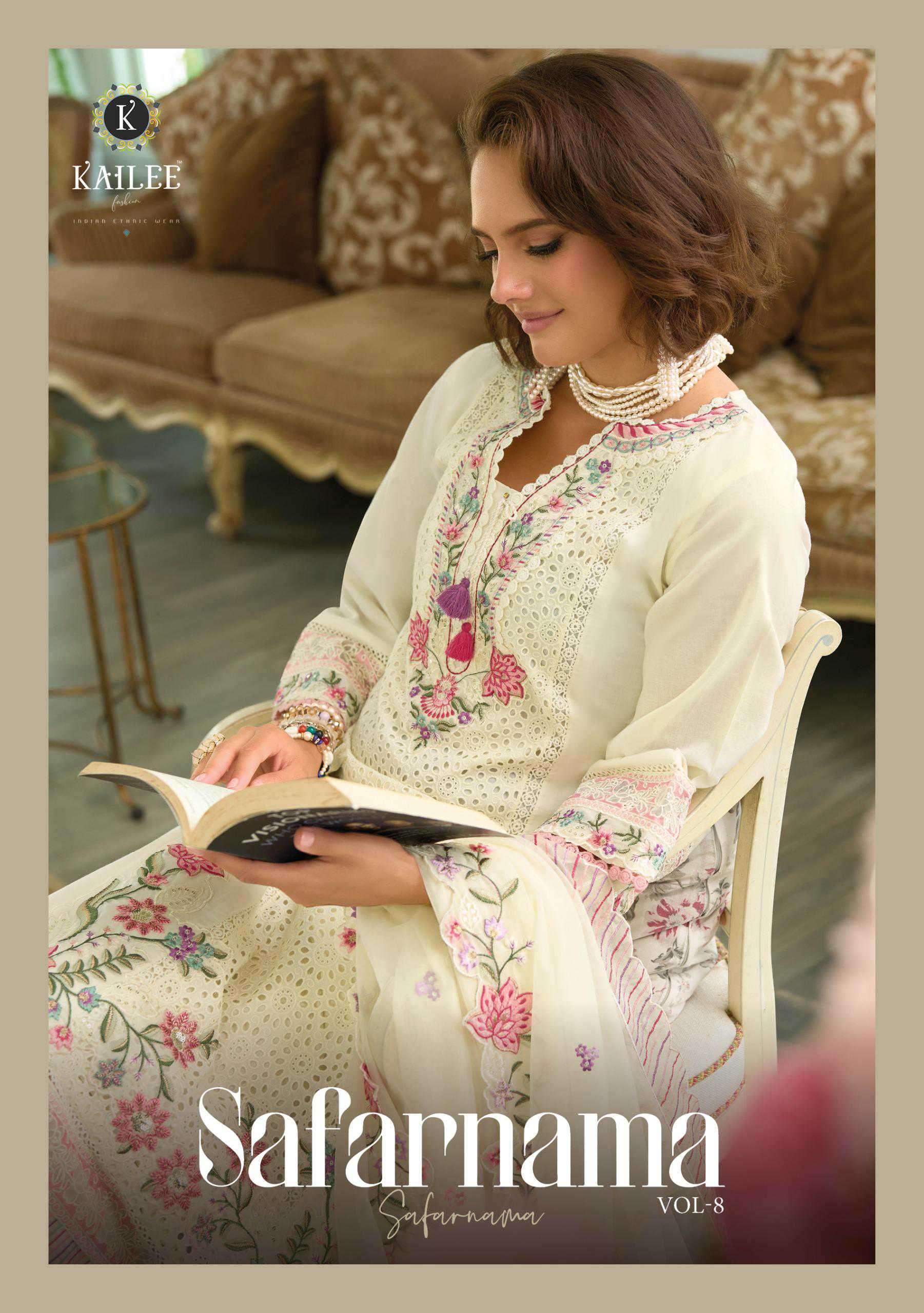 KAILEE SAFARNAMA VOL 8 PURE COTTON SELF EMBROIDERY READY MADE SUIT WHOLESALER 2026