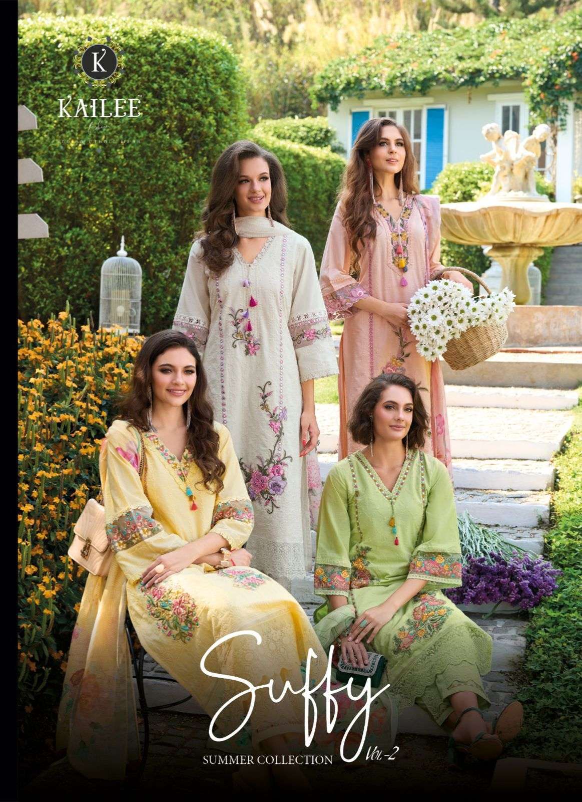 KAILEE SUFFY VOL 2 PURE COTTON CHIKANKARI DESIGNER SALWER KAMEEZ WHOLESALER 