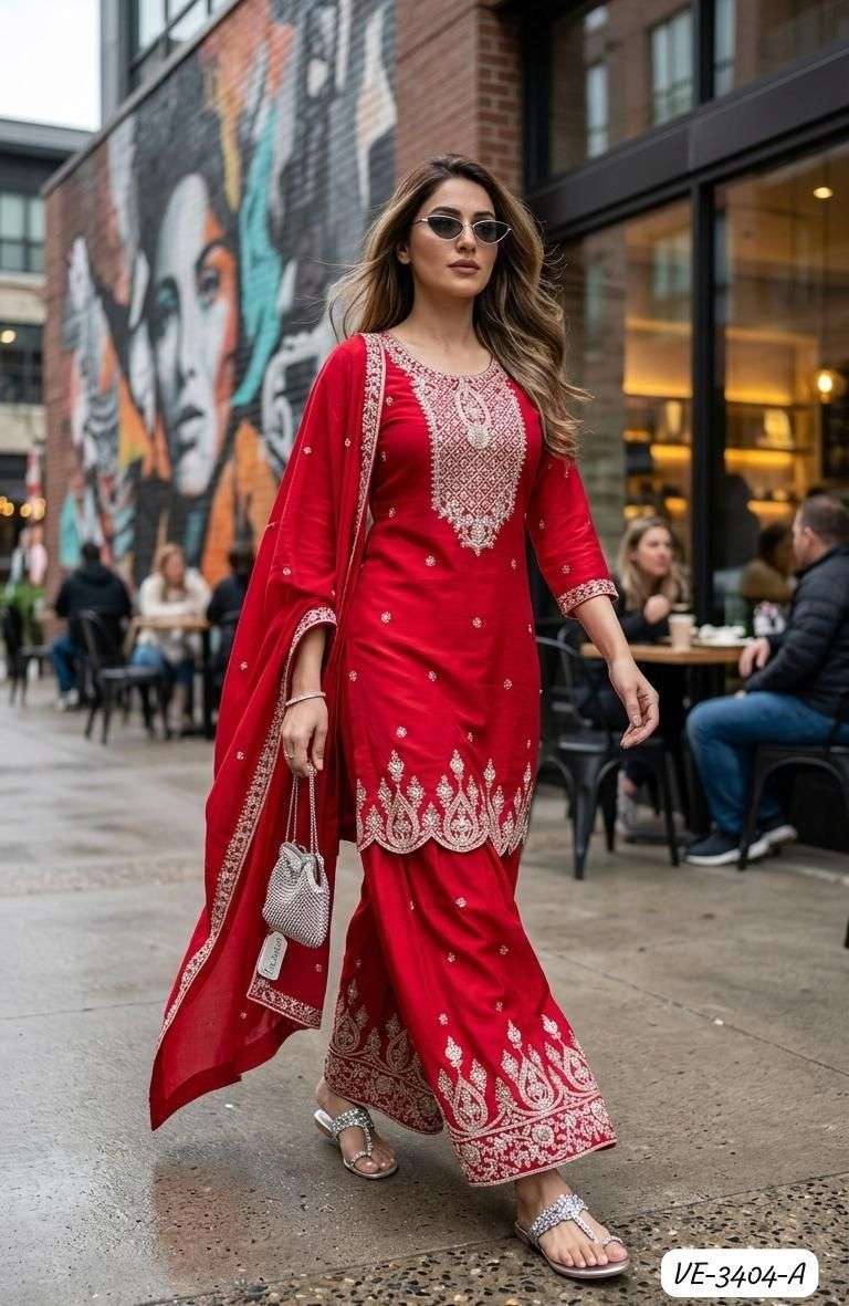 LADIES FLAVOUR 3404 TO 3405 VICHITRA BLOOMING EMBROIDERY 3 PCS SET WHOLESALER 