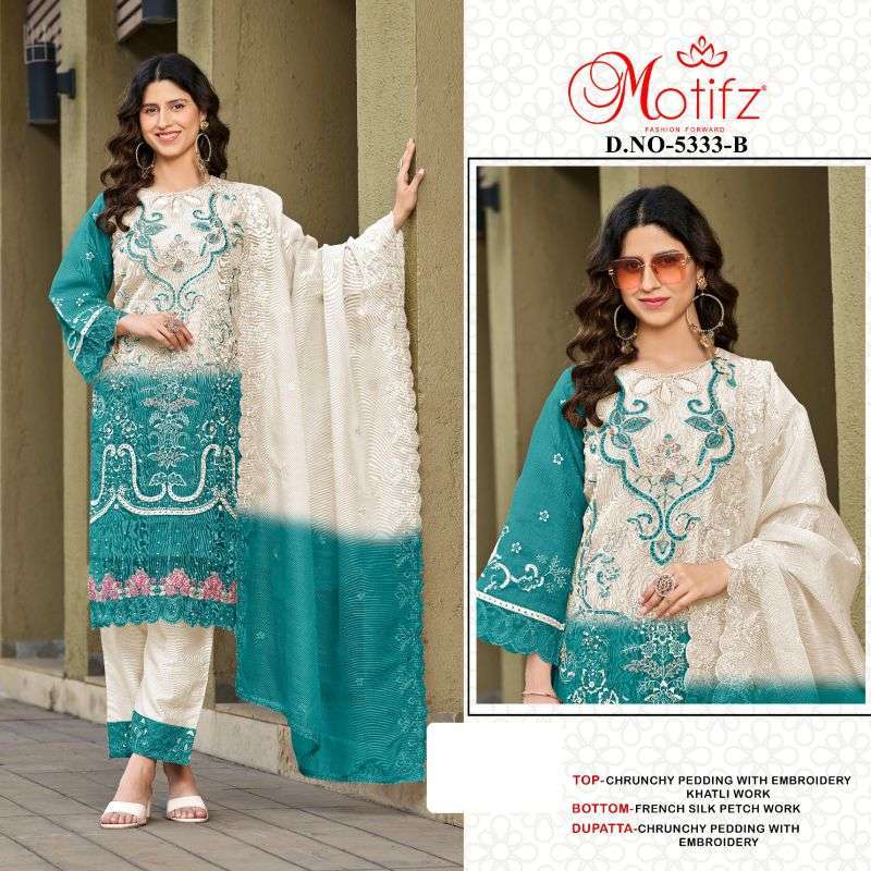 MOTIFZ 5333 CRUNCHY HEAVY EMBROIDERED SALWER KAMEEZ SUIT WHOLESALER 
