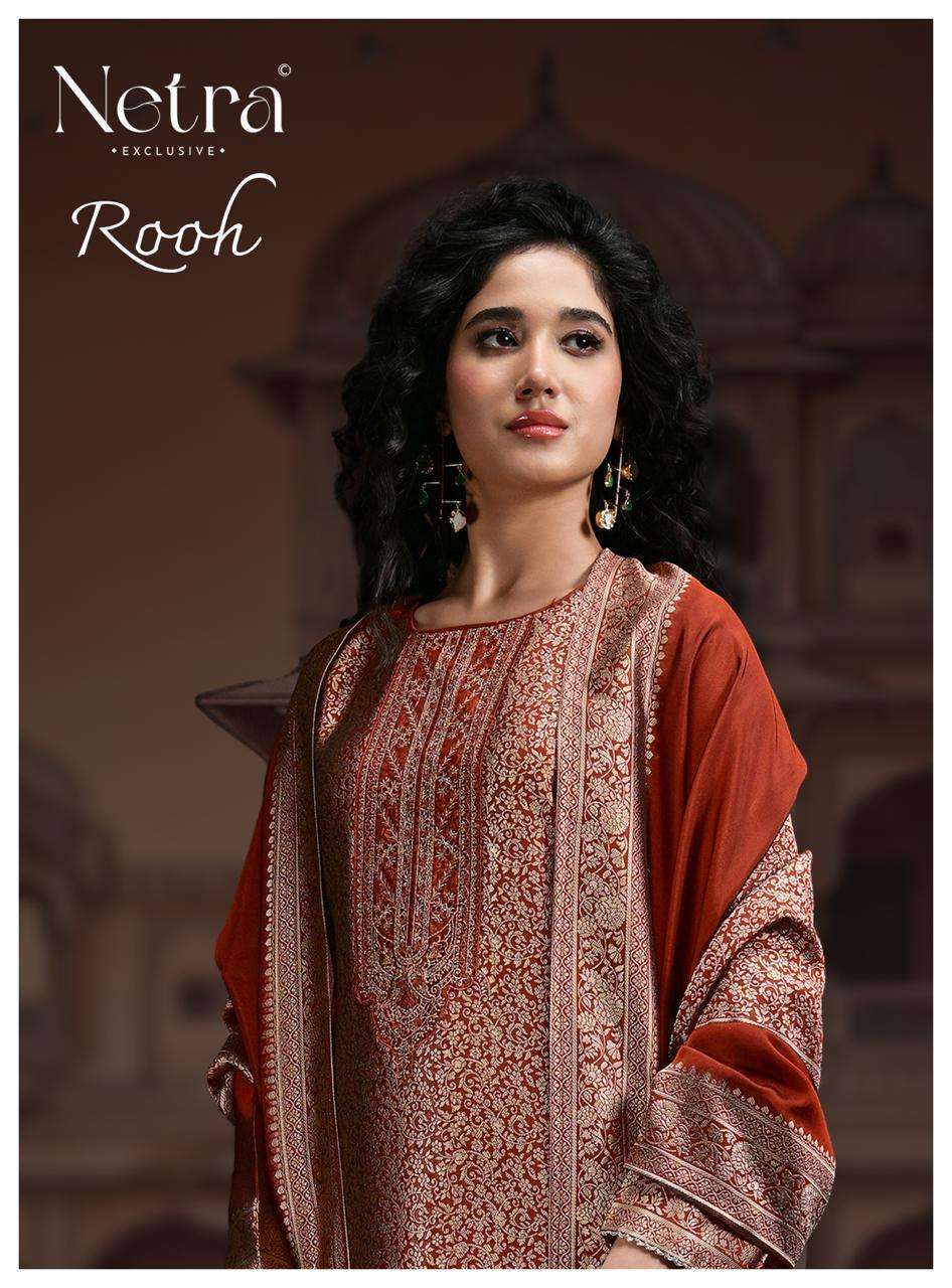 NETRA ROOH VISCOSE SILK JACQUARD EMBROIDERED SALWER KAMEEZ SUIT WHOLESALER 2026