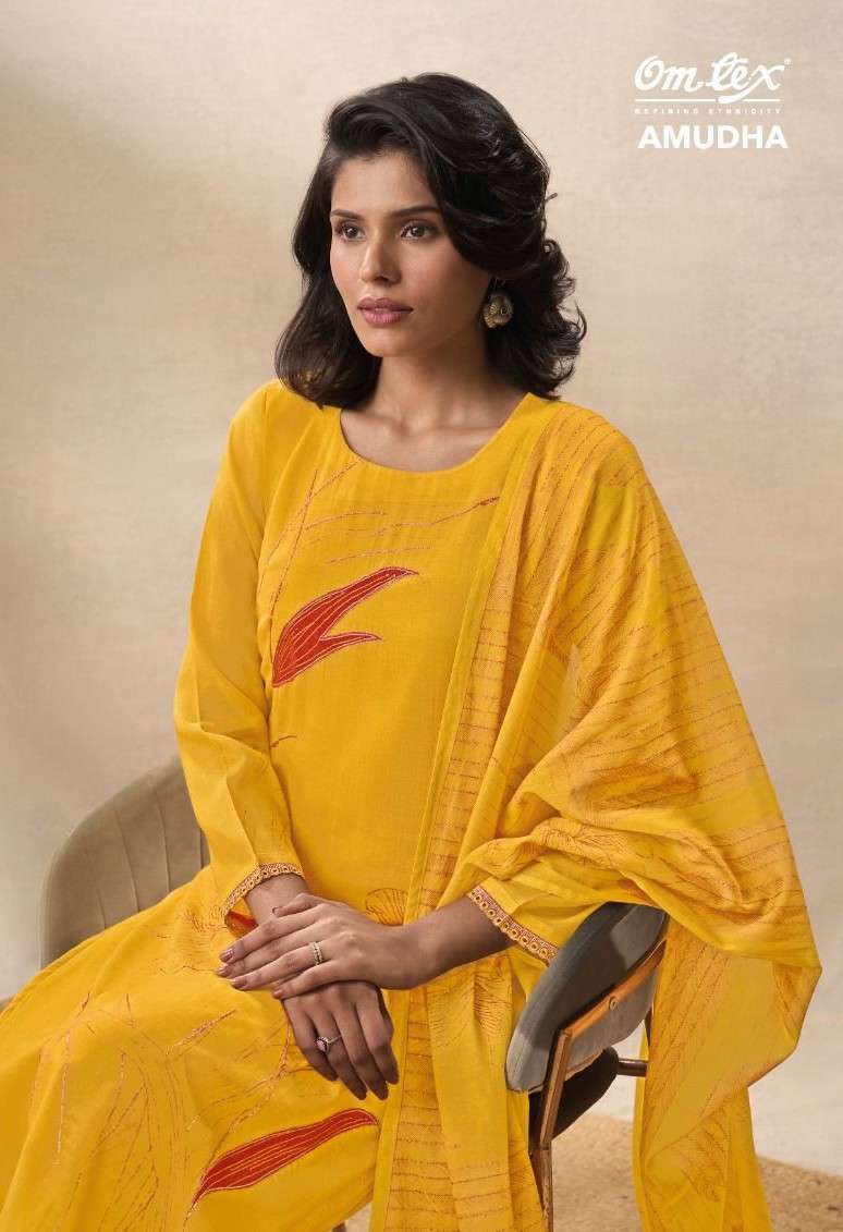 OMTEX AMUDHA 2095 CHANDERI SILK EMBROIDERED SUIT WHOLESALER BEST RATE DEALER 2026