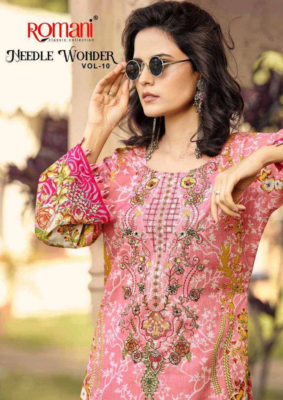 ROMANI NEEDLE WONDER VOL 10 SOFT COTTON PRINTED SUIT WHOLESALER BEST RATE 