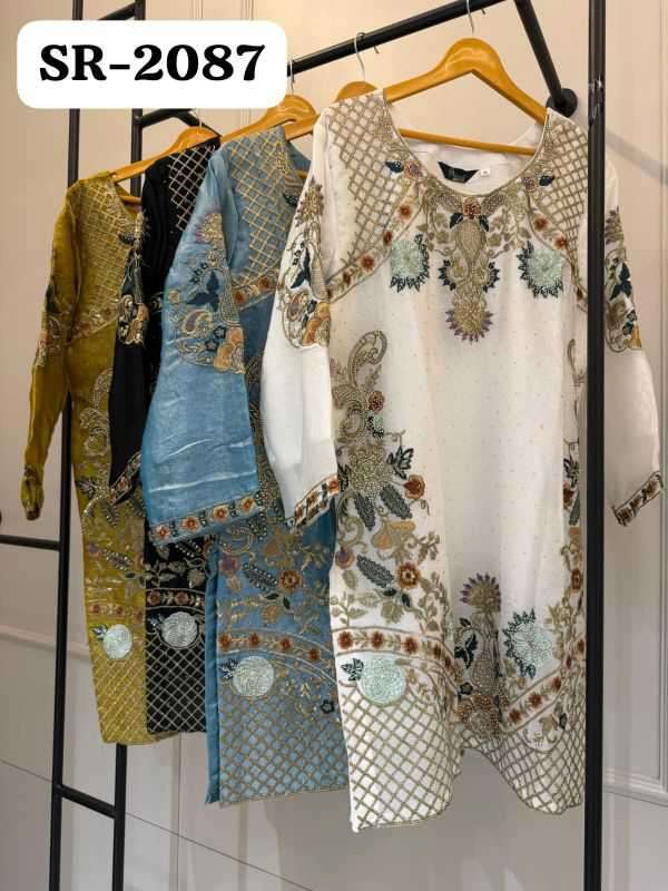 SHREE FAB 2087 FANDY SILK HEAVY WORK READYMADE SUIT WHOLESALER 