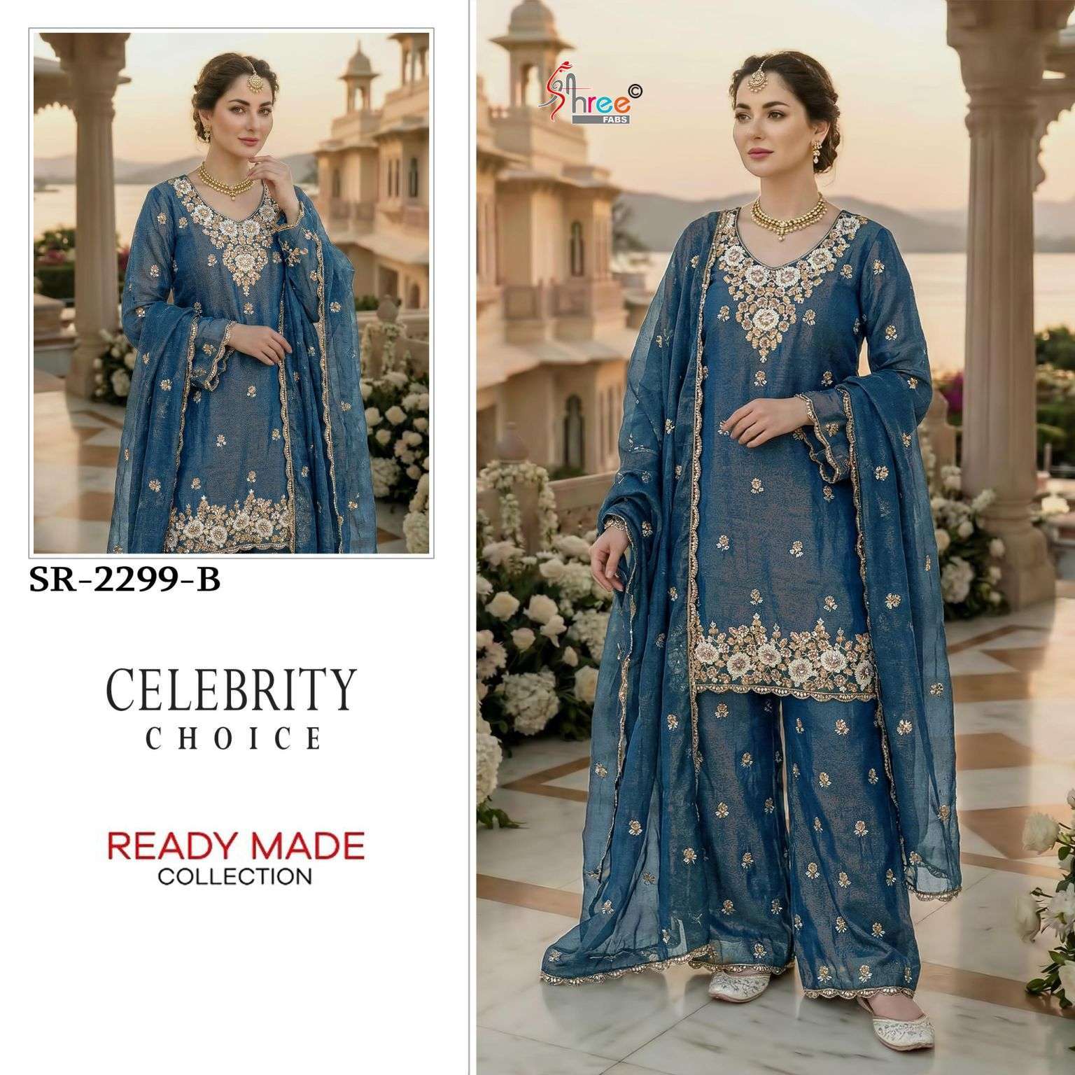 SHREE FAB 2299 COLORS MASS CHIFFON BEADS WORK READYMADE SUIT WHOLESALER BEST RATE 