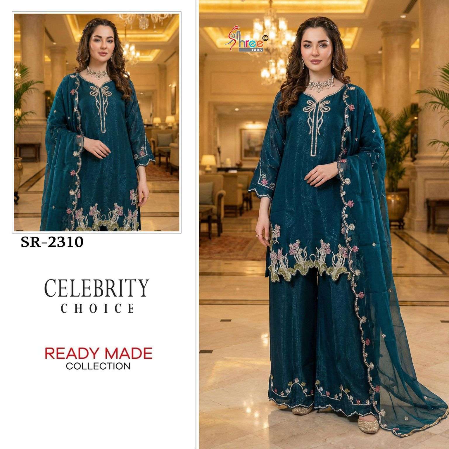 SHREE FAB 2310 VISCOSE SATIN FANCY WORK READYMADE SUIT WHOLESALER BEST RATE 