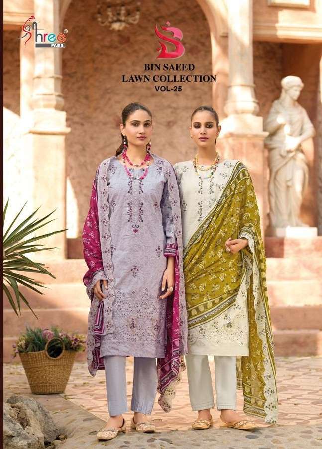 SHREE FAB BIN SAEED LAWN COLLECTION VOL 25 PAKISTANI SUIT WHOLESALER 2026